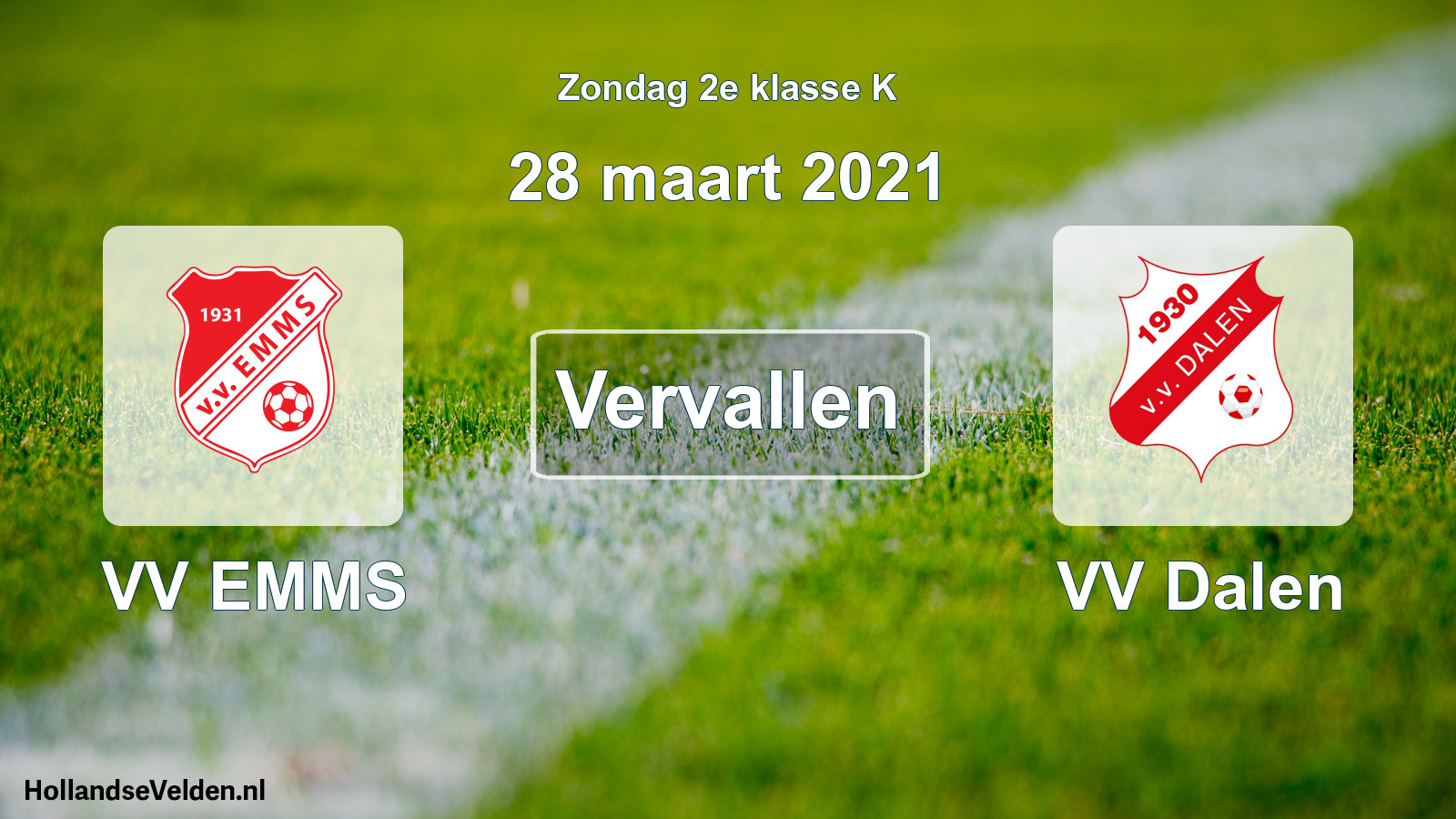 Scheduled Match: VV EMMS - VV Dalen (28 March 2021)
