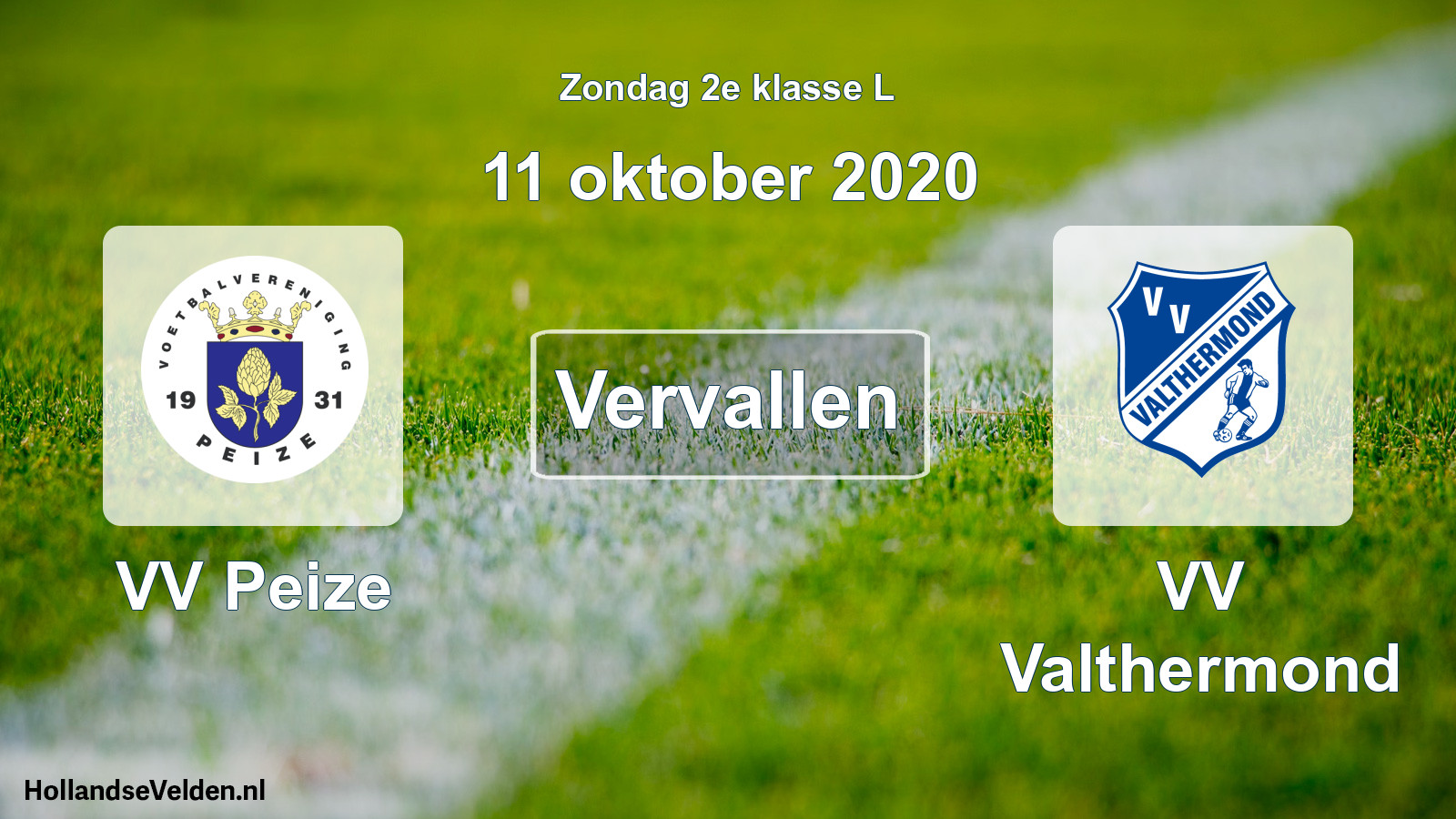 Scheduled Match: VV Peize - VV Valthermond (11 October 2020)