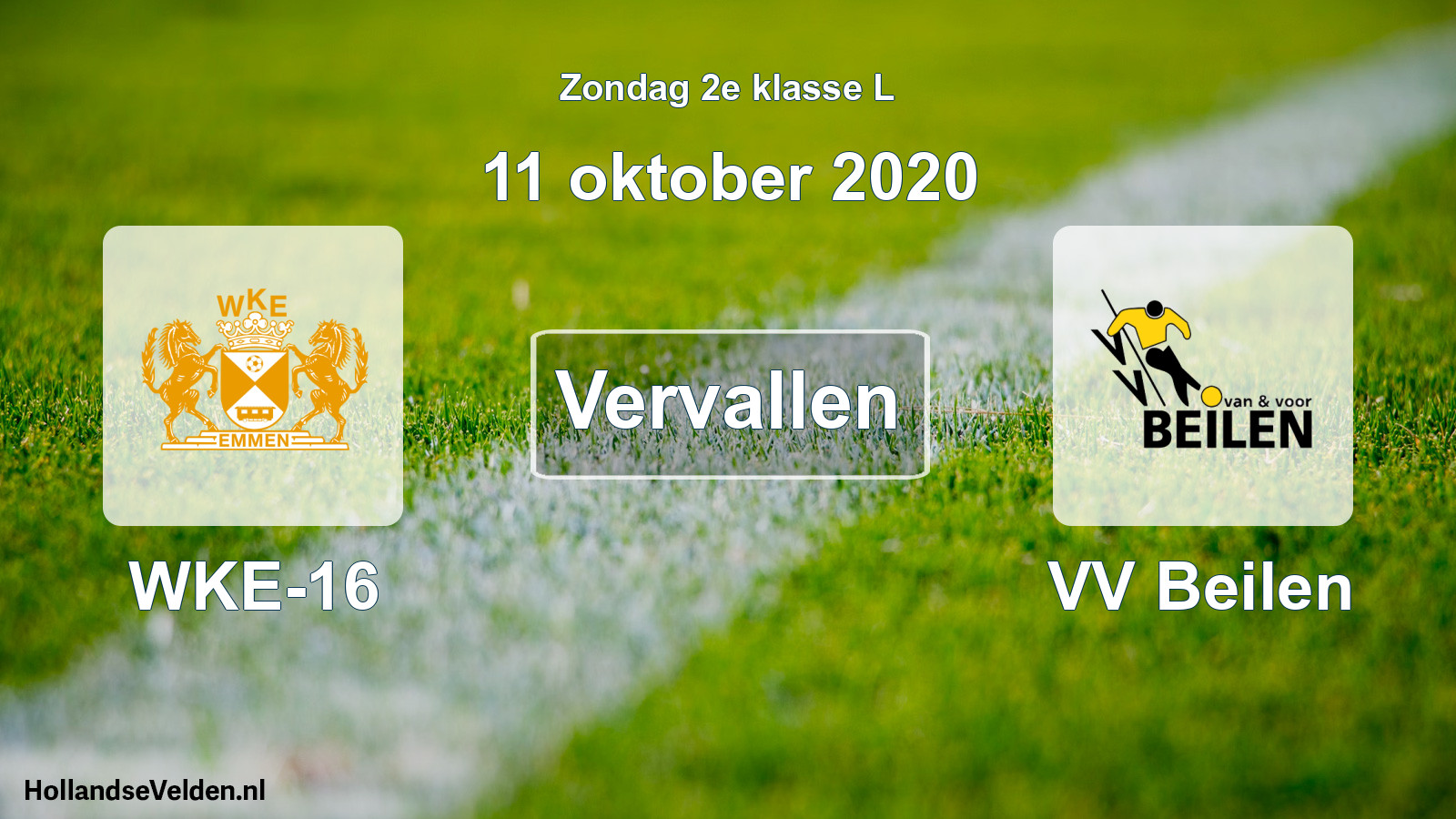 Scheduled Match: WKE-16 - VV Beilen (11 October 2020)