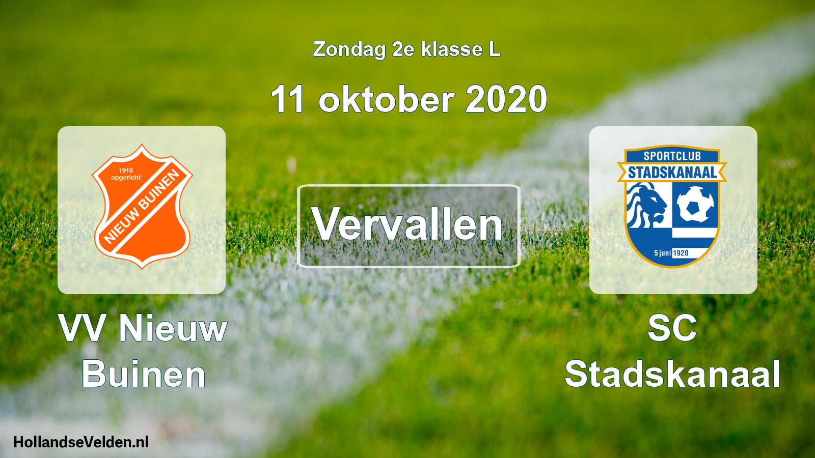 Scheduled Match: VV Nieuw Buinen - SC Stadskanaal (11 October 2020)