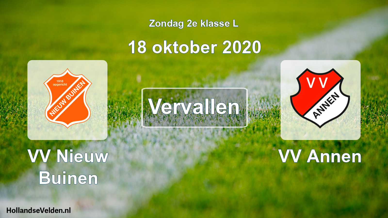 Scheduled Match: VV Nieuw Buinen - VV Annen (18 October 2020)