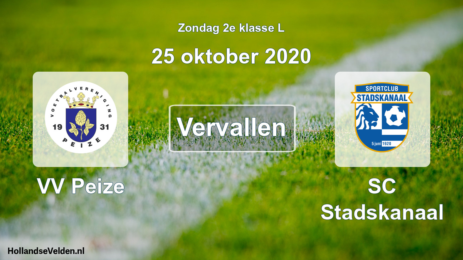 Scheduled Match: VV Peize - SC Stadskanaal (25 October 2020)