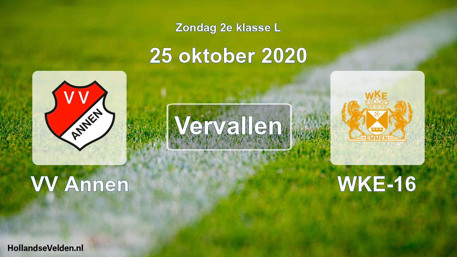 Scheduled Match: VV Annen - WKE-16 (25 October 2020)