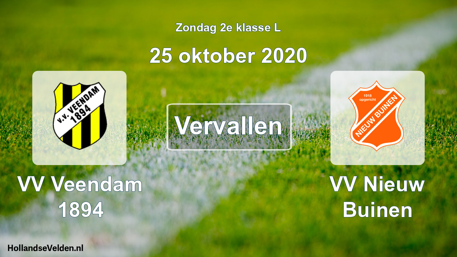 Scheduled Match: VV Veendam 1894 - VV Nieuw Buinen (25 October 2020)