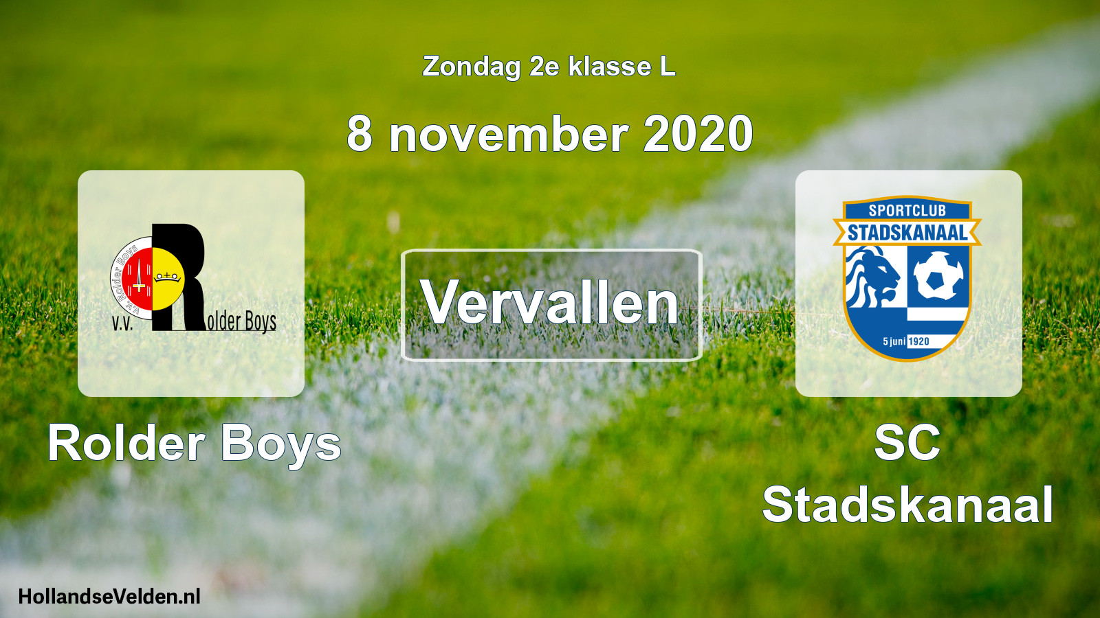 Scheduled Match: Rolder Boys - SC Stadskanaal (8 November 2020)