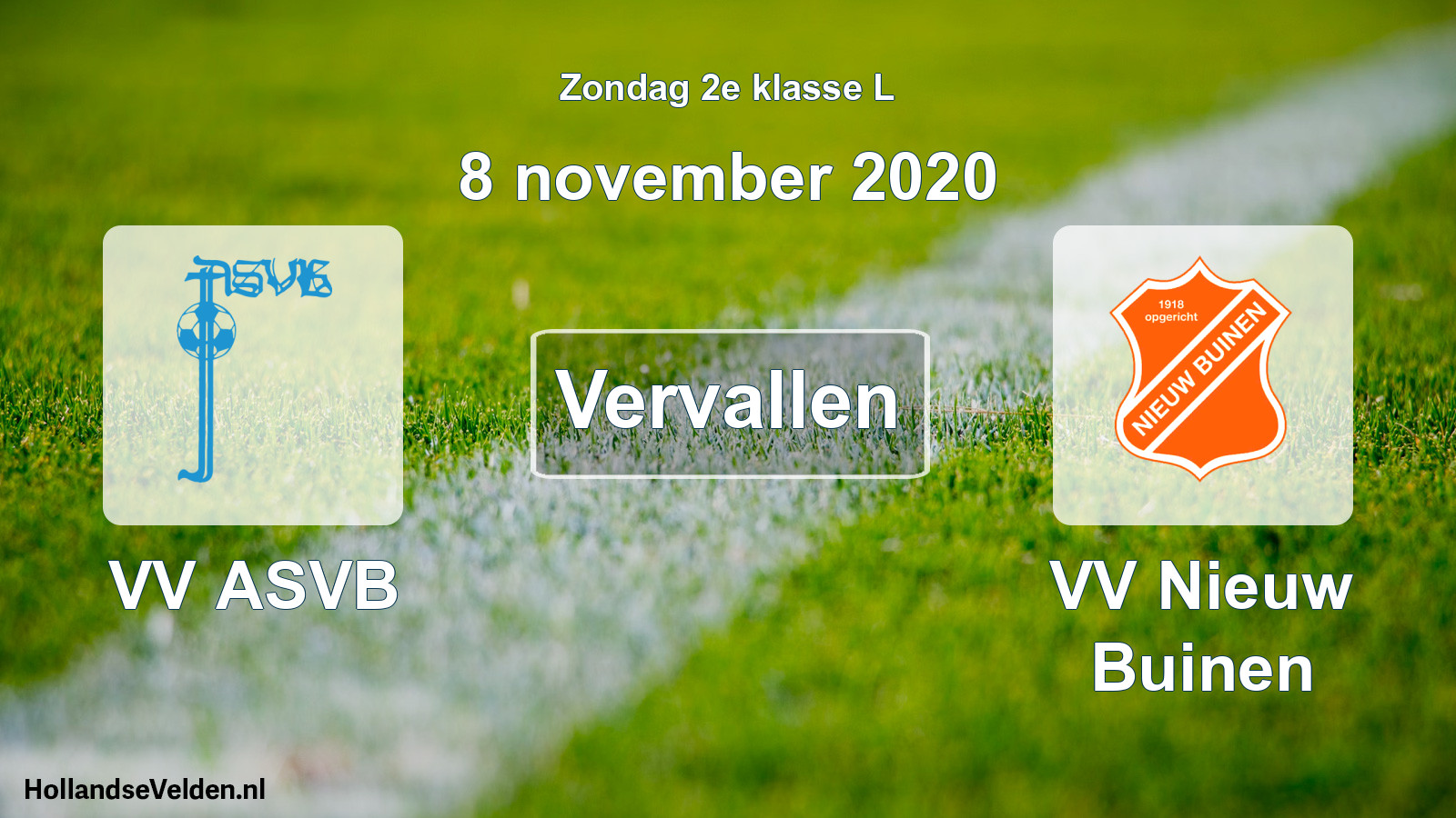 Scheduled Match: VV ASVB - VV Nieuw Buinen (8 November 2020)