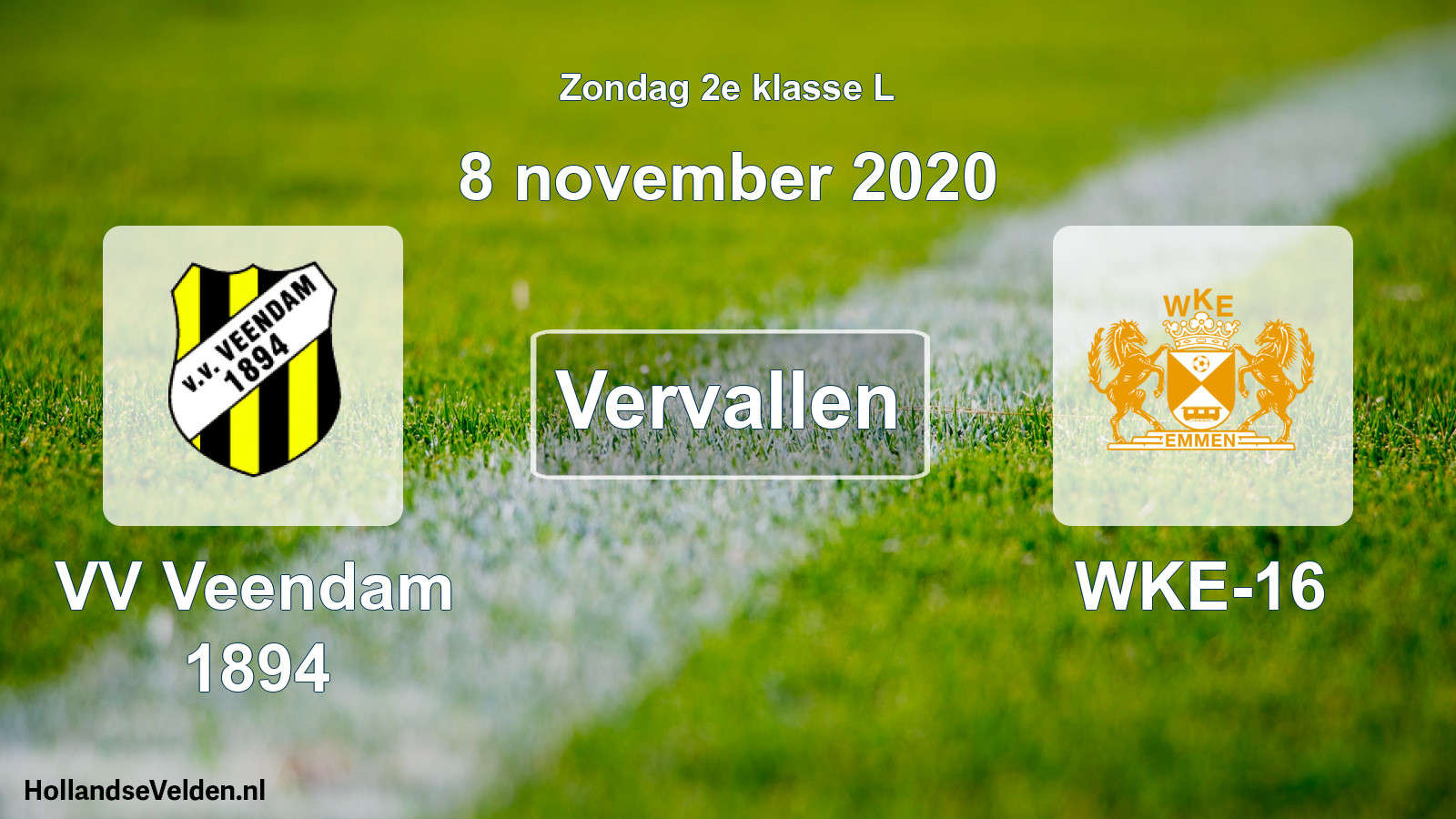 Scheduled Match: VV Veendam 1894 - WKE-16 (8 November 2020)