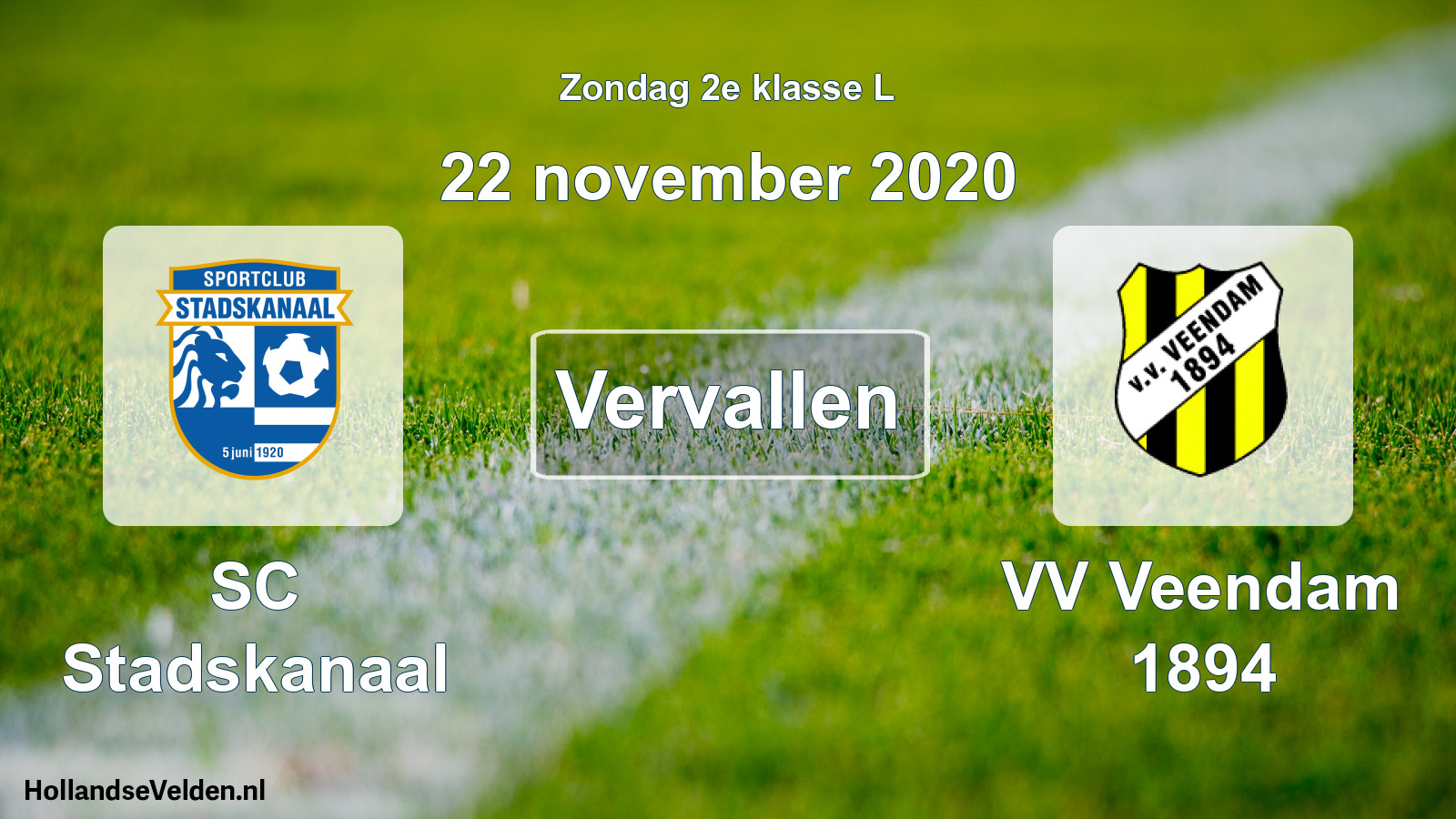 Scheduled Match: SC Stadskanaal - VV Veendam 1894 (22 November 2020)