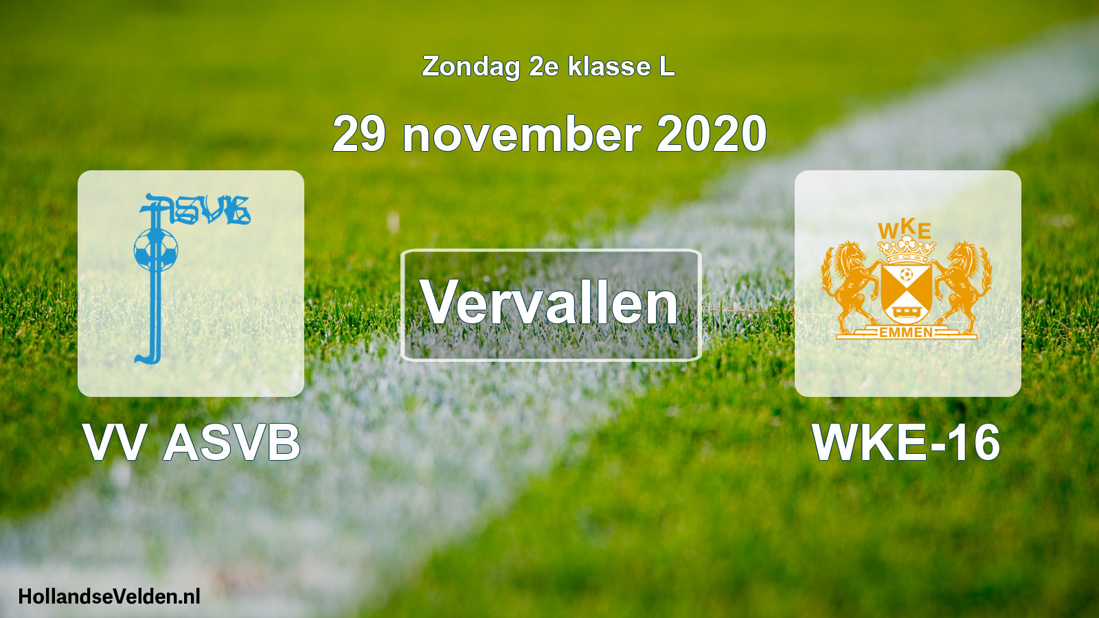 Scheduled Match: VV ASVB - WKE-16 (29 November 2020)