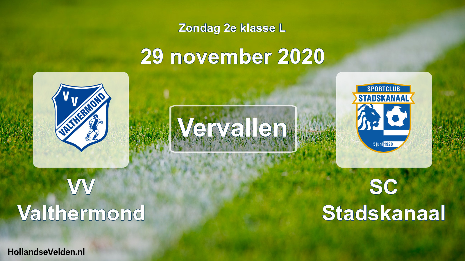Scheduled Match: VV Valthermond - SC Stadskanaal (29 November 2020)