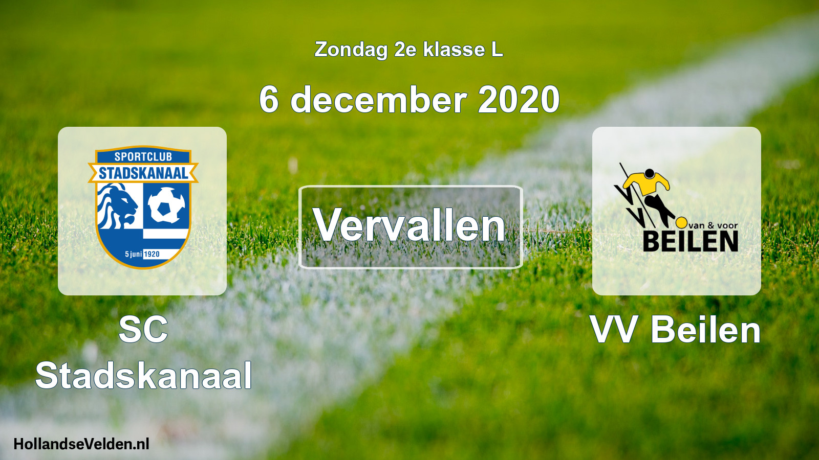 Scheduled Match: SC Stadskanaal - VV Beilen (6 December 2020)
