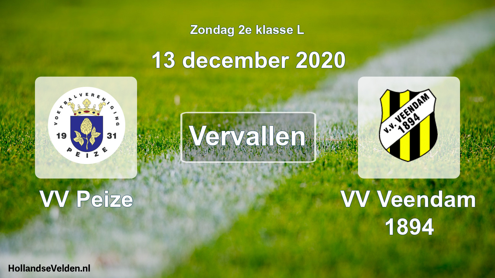 Scheduled Match: VV Peize - VV Veendam 1894 (13 December 2020)