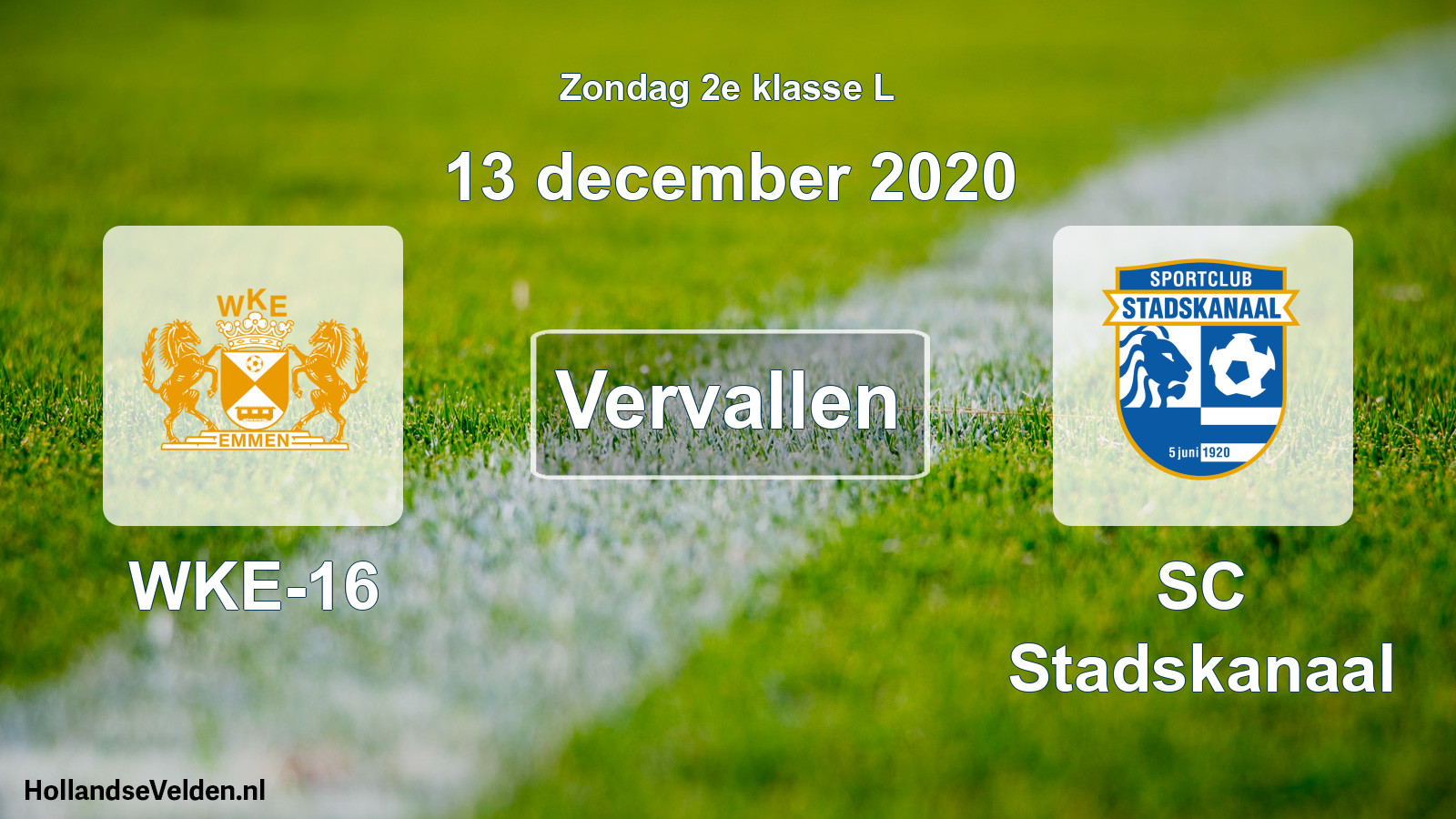 Scheduled Match: WKE-16 - SC Stadskanaal (13 December 2020)
