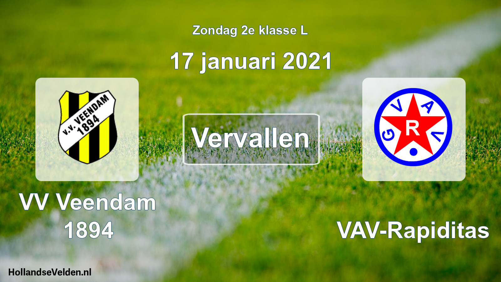 Scheduled Match: VV Veendam 1894 - GVAV-Rapiditas (17 January 2021)