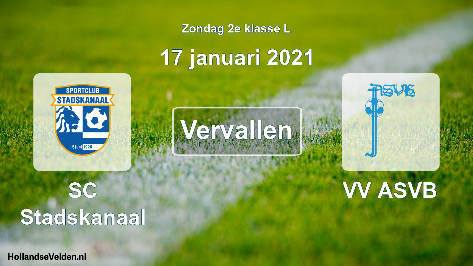 Scheduled Match: SC Stadskanaal - VV ASVB (17 January 2021)