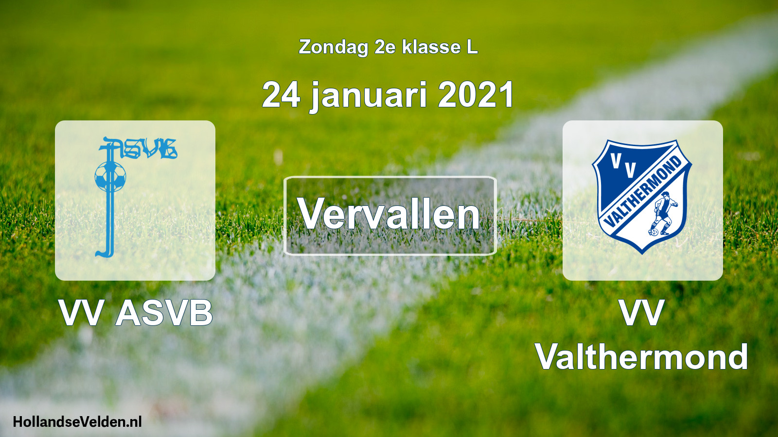 Scheduled Match: VV ASVB - VV Valthermond (24 January 2021)