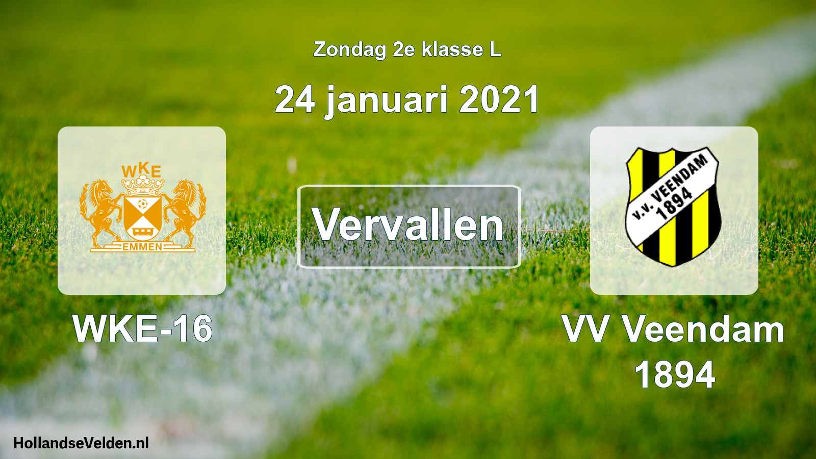 Scheduled Match: WKE-16 - VV Veendam 1894 (24 January 2021)