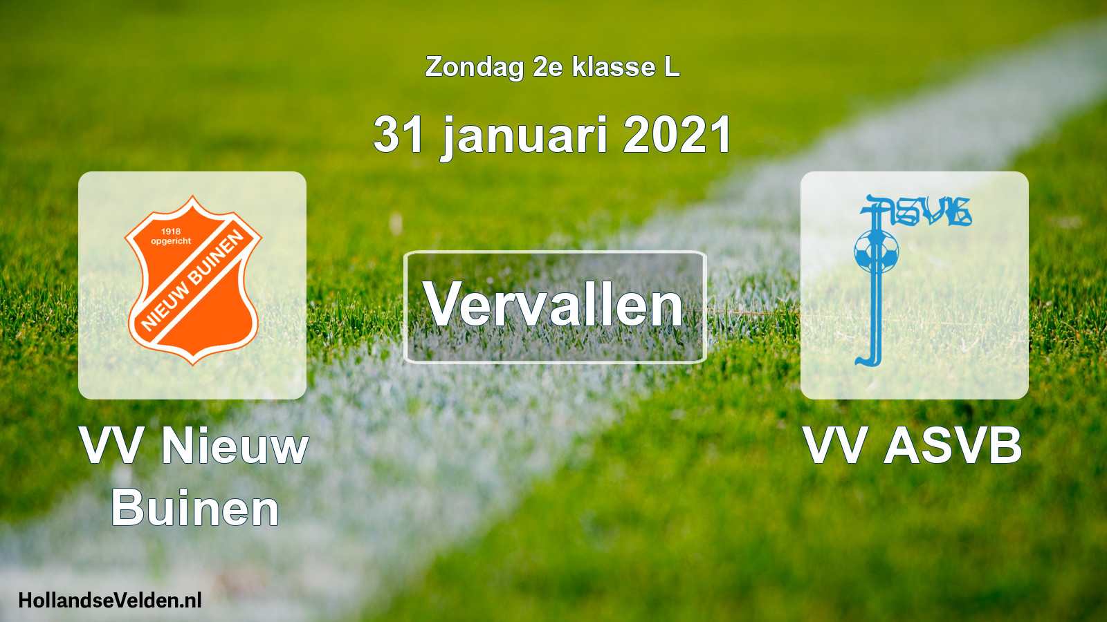 Scheduled Match: VV Nieuw Buinen - VV ASVB (31 January 2021)