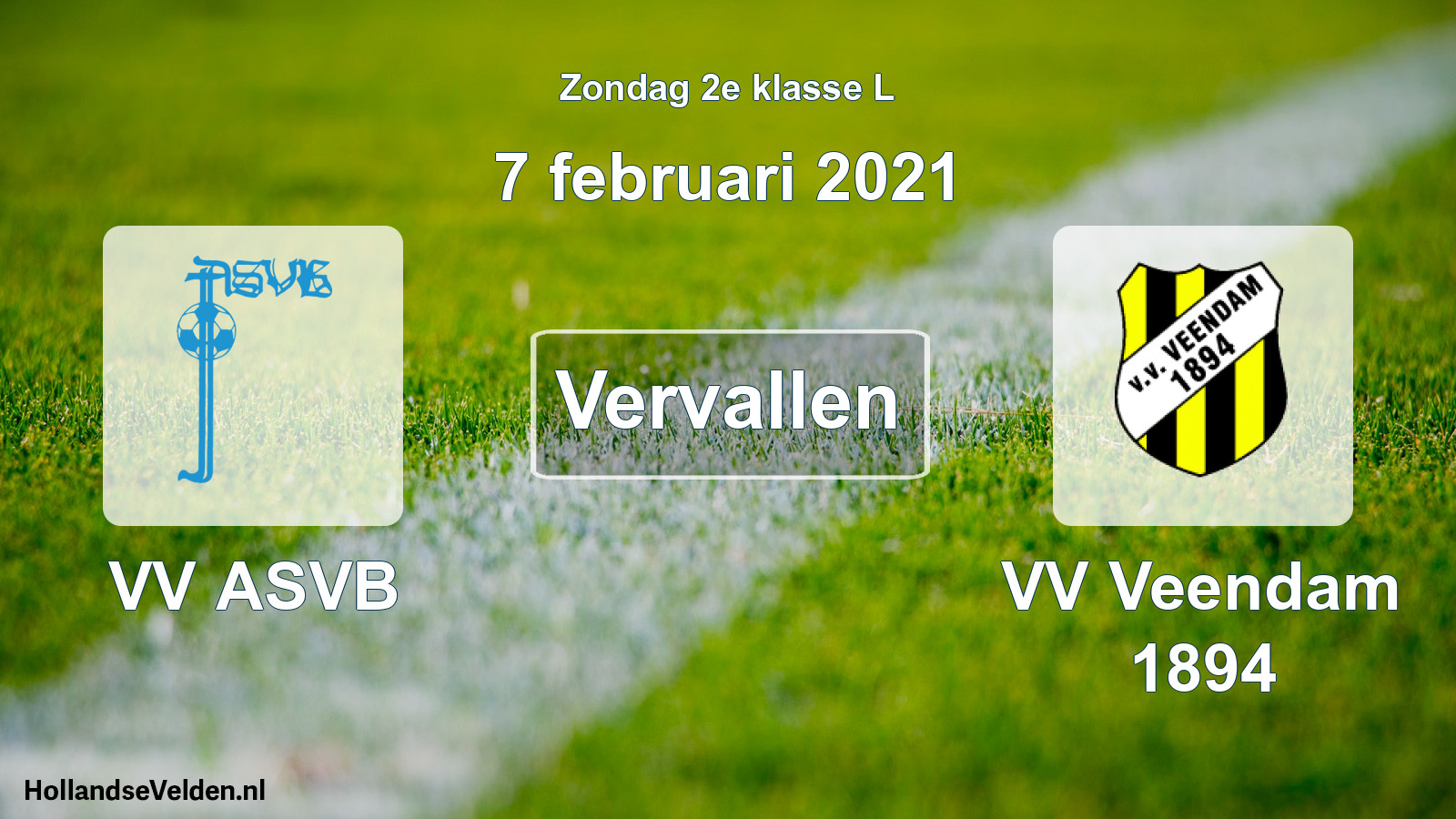 Scheduled Match: VV ASVB - VV Veendam 1894 (7 February 2021)
