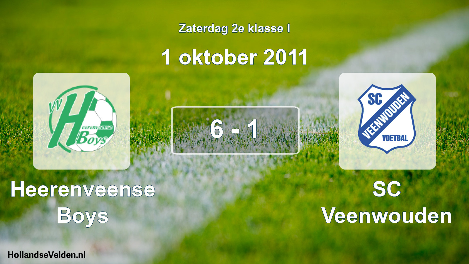 Total number of matches played: Heerenveense Boys - SC Veenwouden 6 - 1 (1 October 2011)