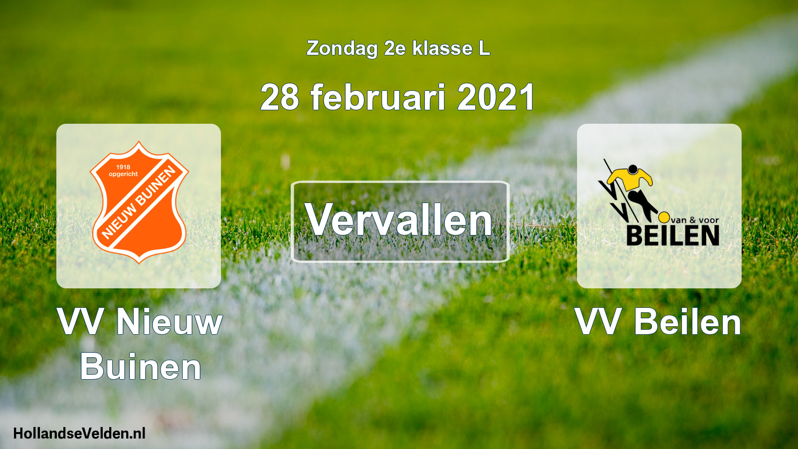 Scheduled Match: VV Nieuw Buinen - VV Beilen (28 February 2021)