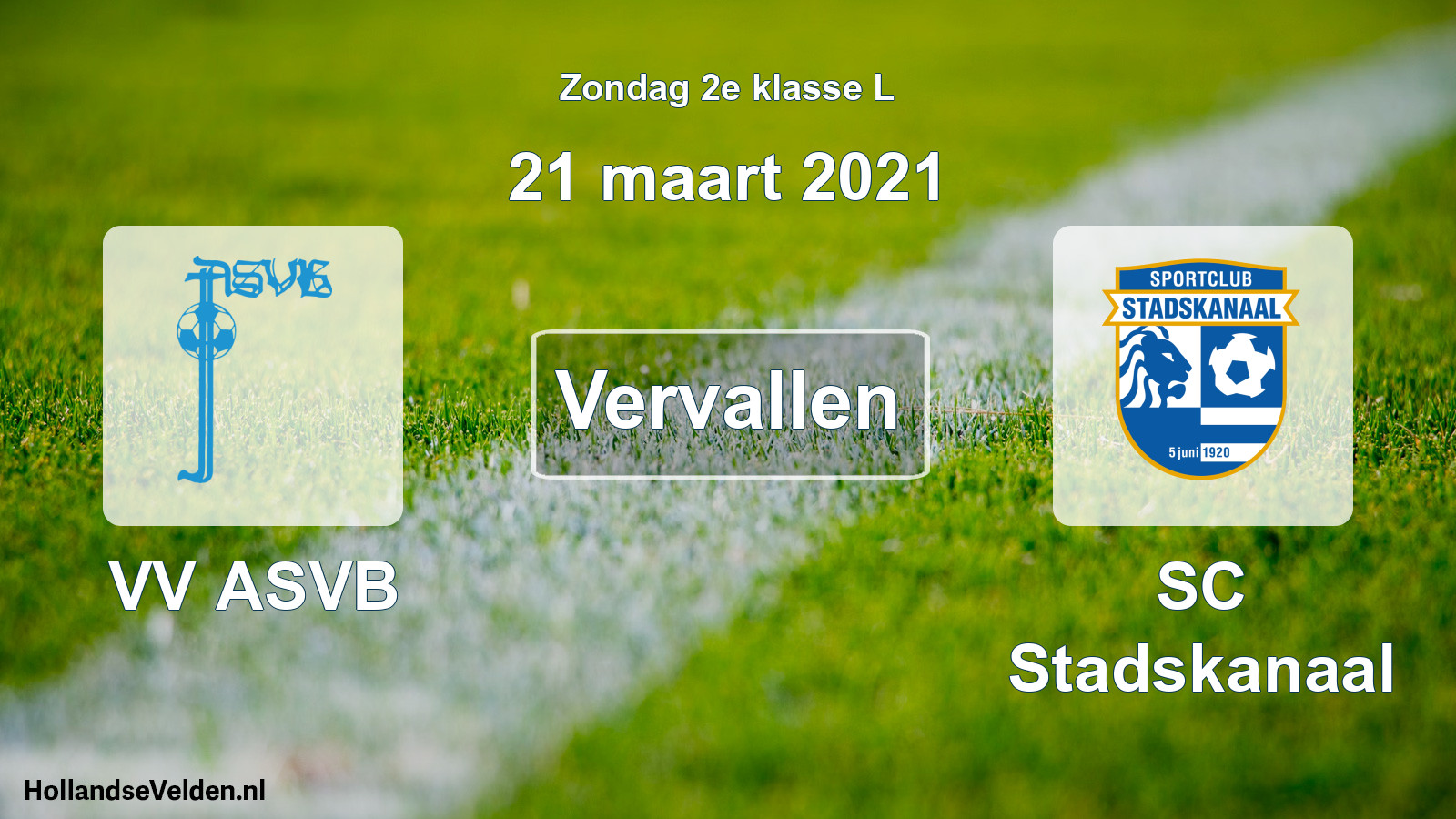 Scheduled Match: VV ASVB - SC Stadskanaal (21 March 2021)