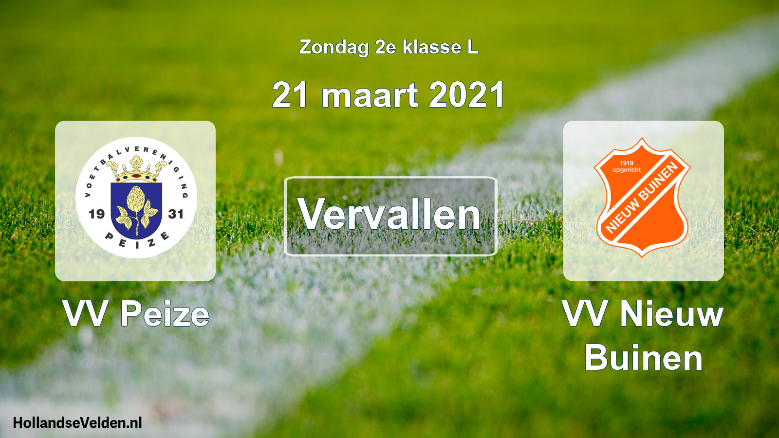 Scheduled Match: VV Peize - VV Nieuw Buinen (21 March 2021)