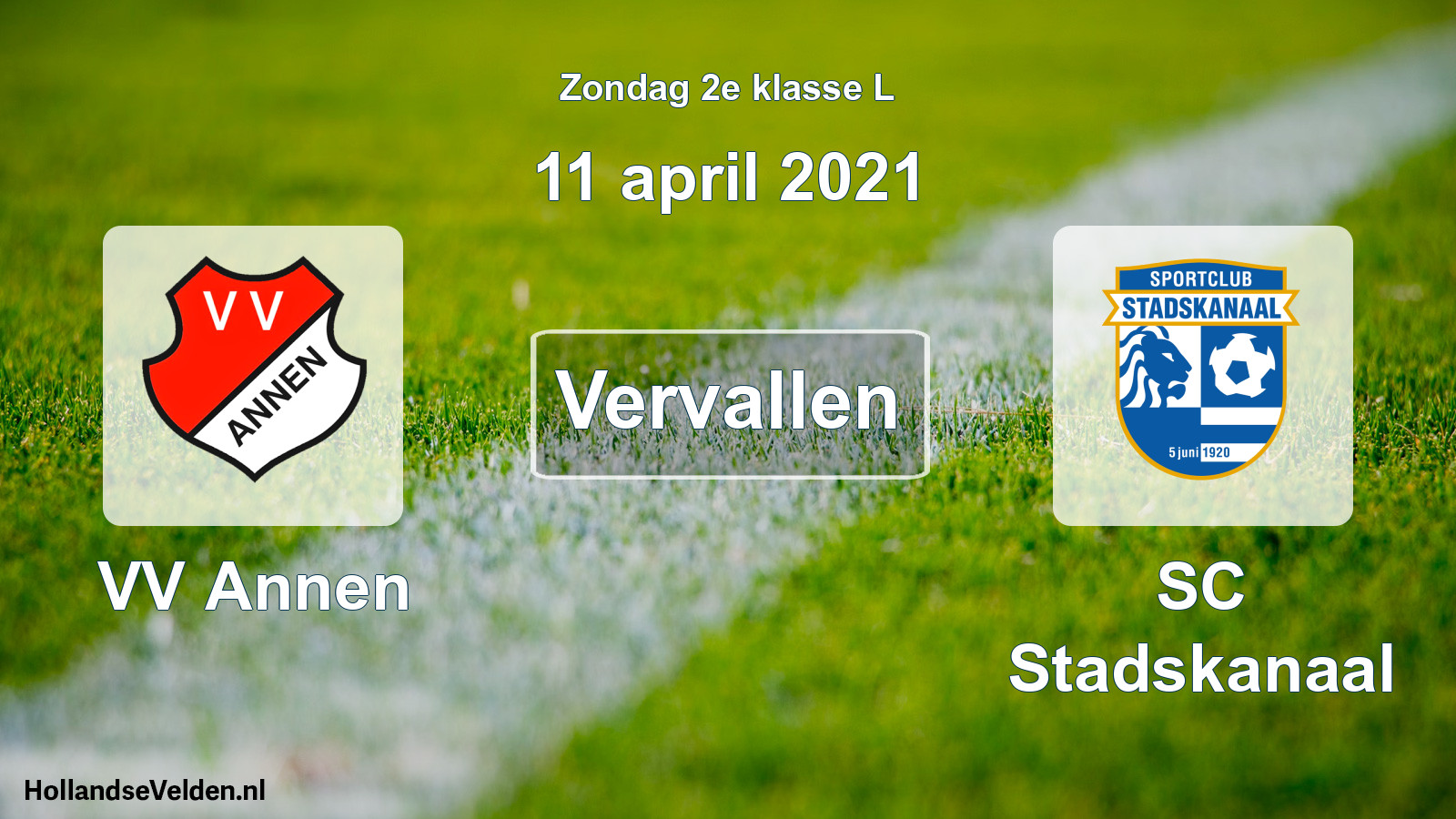 Scheduled Match: VV Annen - SC Stadskanaal (11 April 2021)
