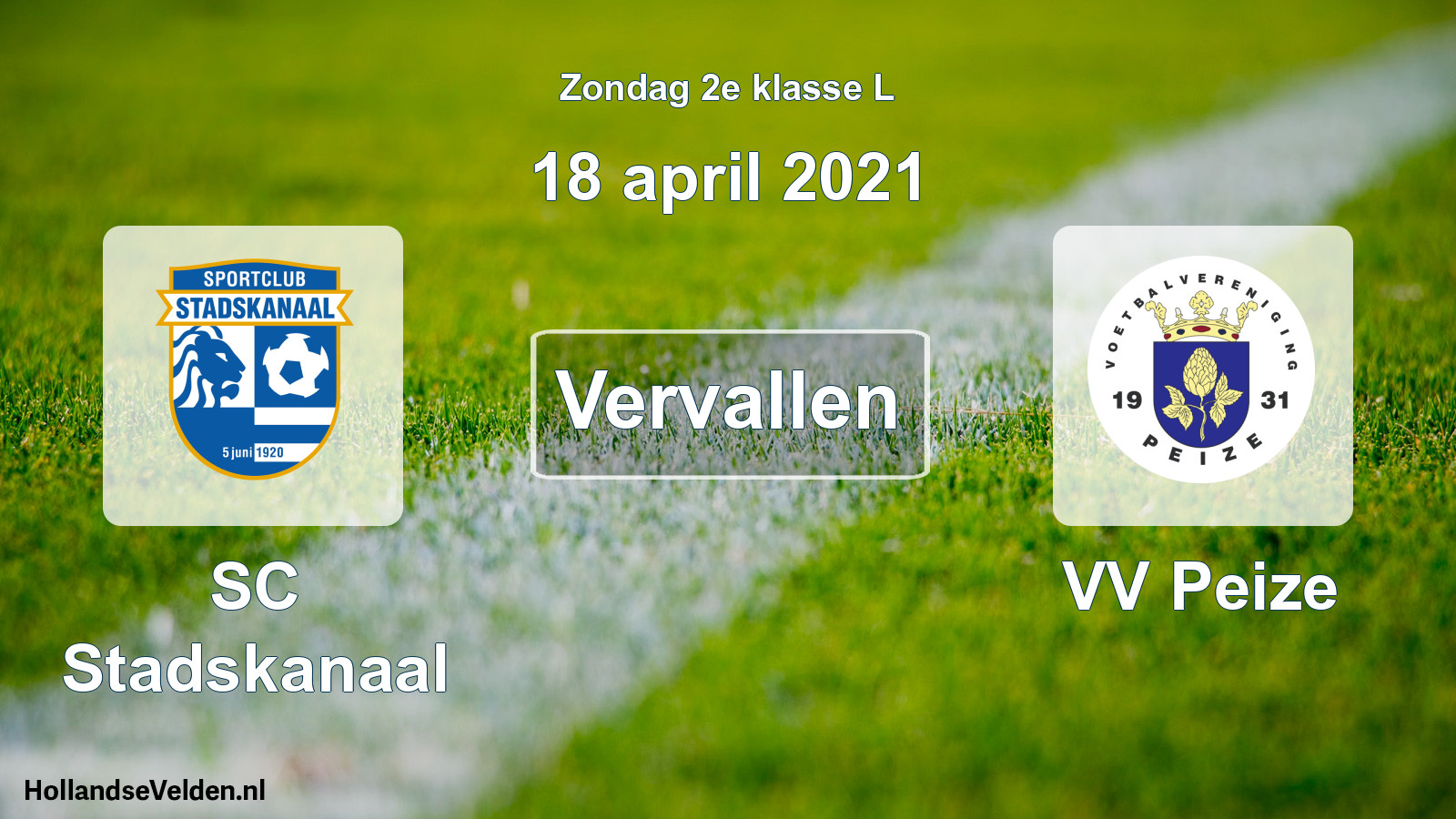 Scheduled Match: SC Stadskanaal - VV Peize (18 April 2021)