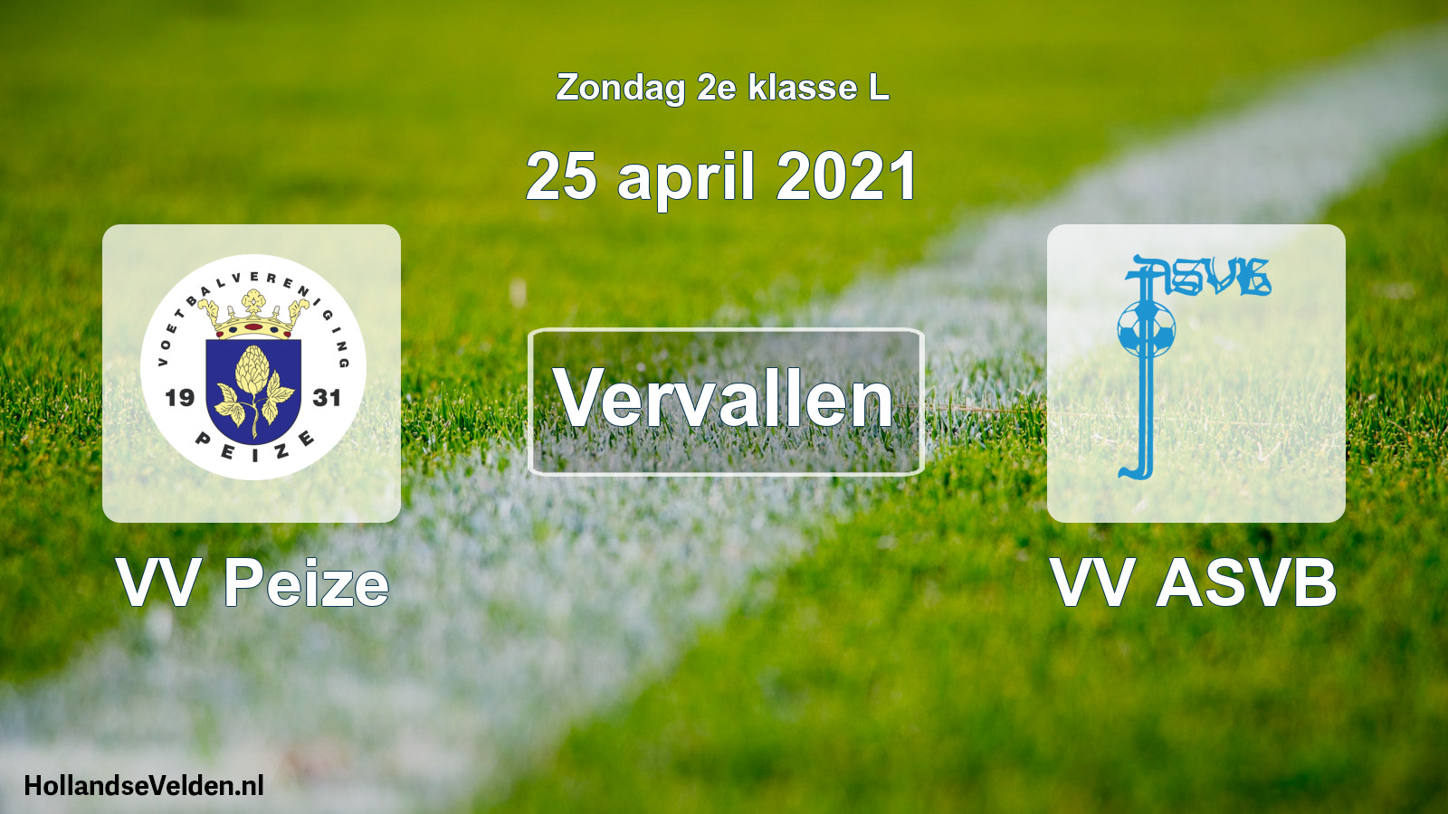 Scheduled Match: VV Peize - VV ASVB (25 April 2021)