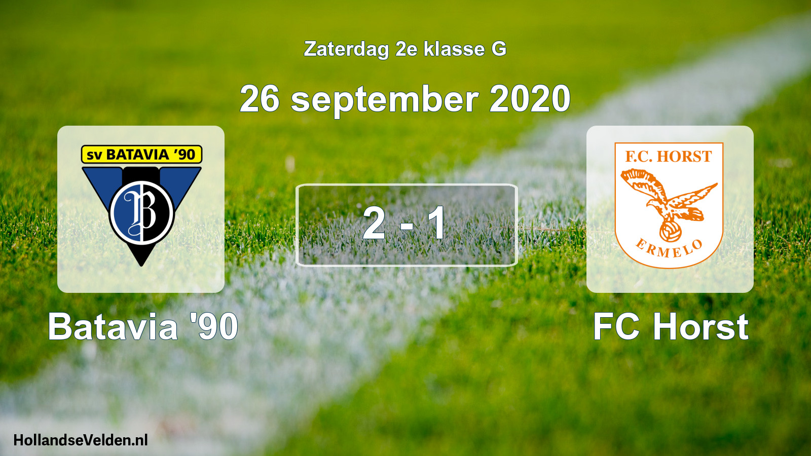 Total number of matches played: Batavia '90 - FC Horst 2 - 1 (26 September 2020)
