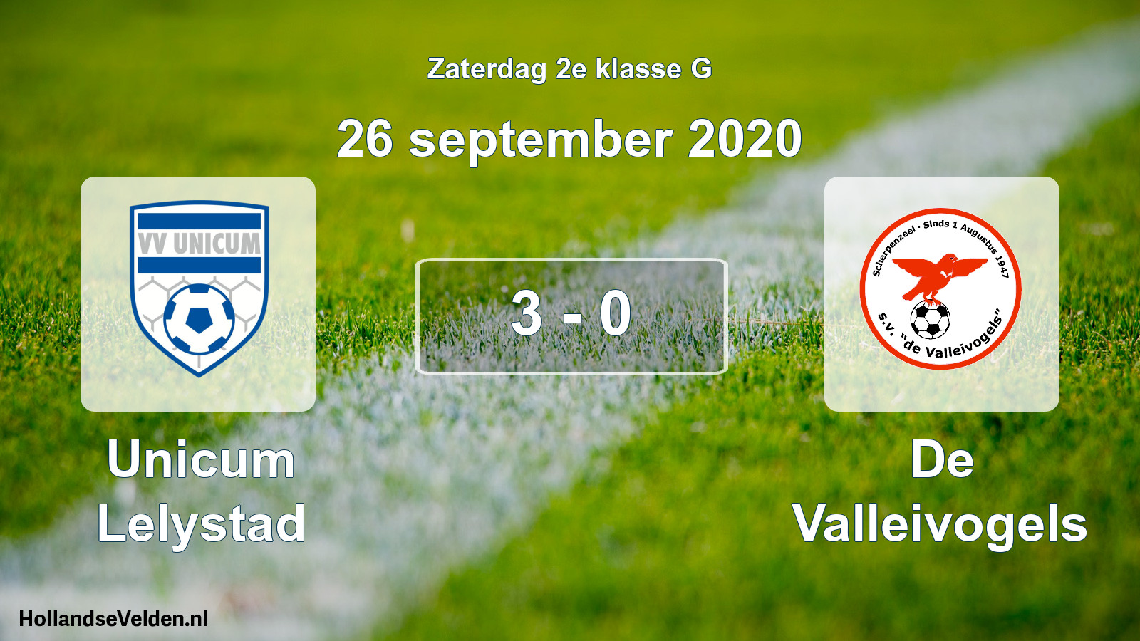 Total number of matches played: Unicum Lelystad - De Valleivogels 3 - 0 (26 September 2020)