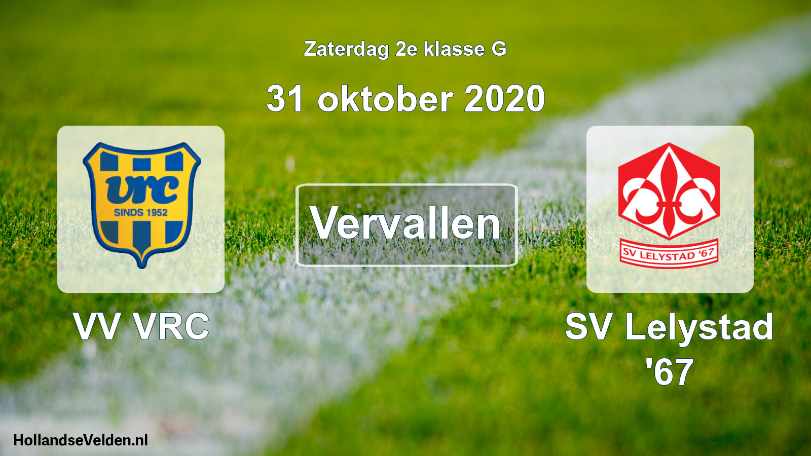 Scheduled Match: VV VRC - SV Lelystad '67 (31 October 2020)