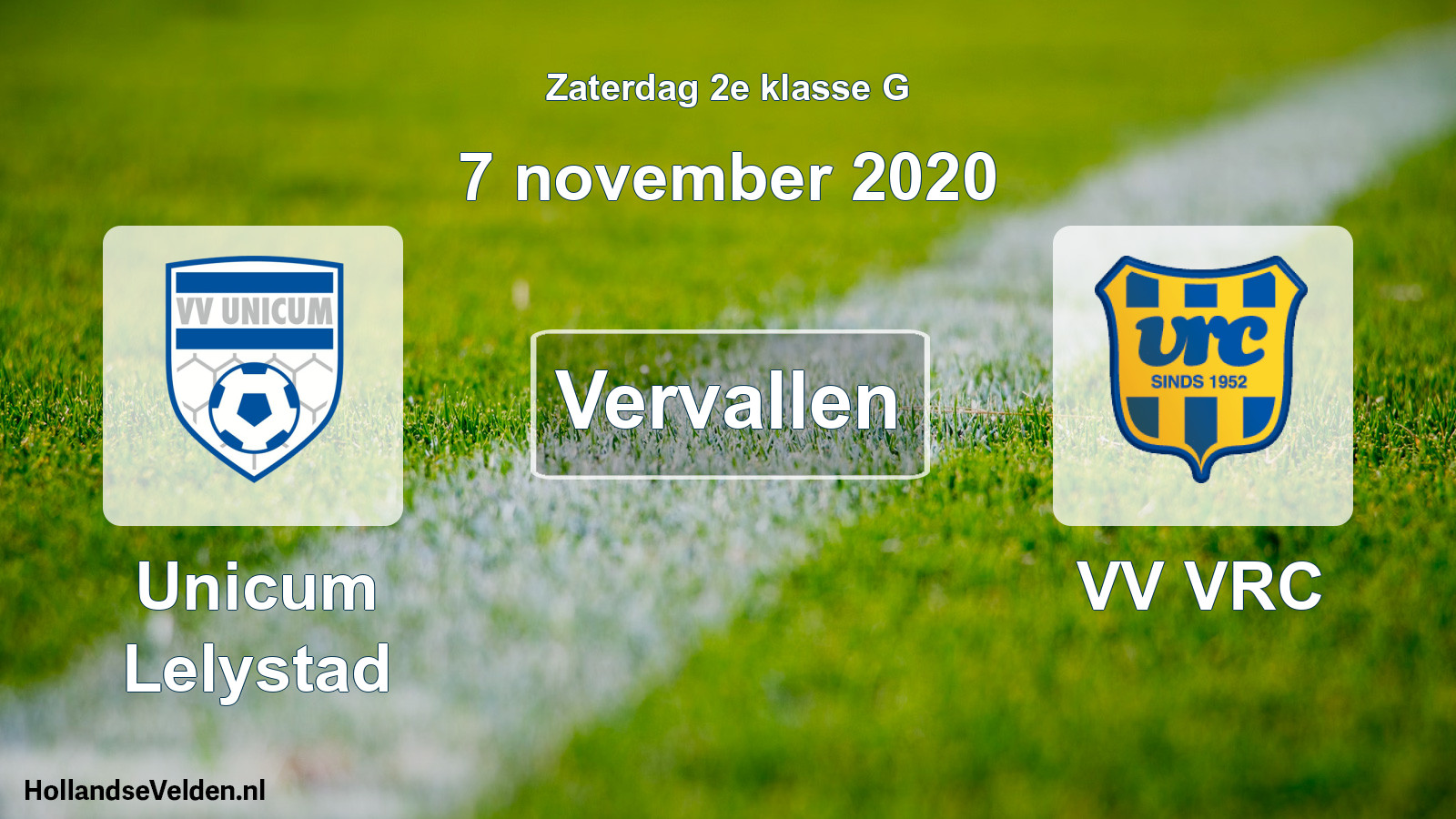 Scheduled Match: Unicum Lelystad - VV VRC (7 November 2020)