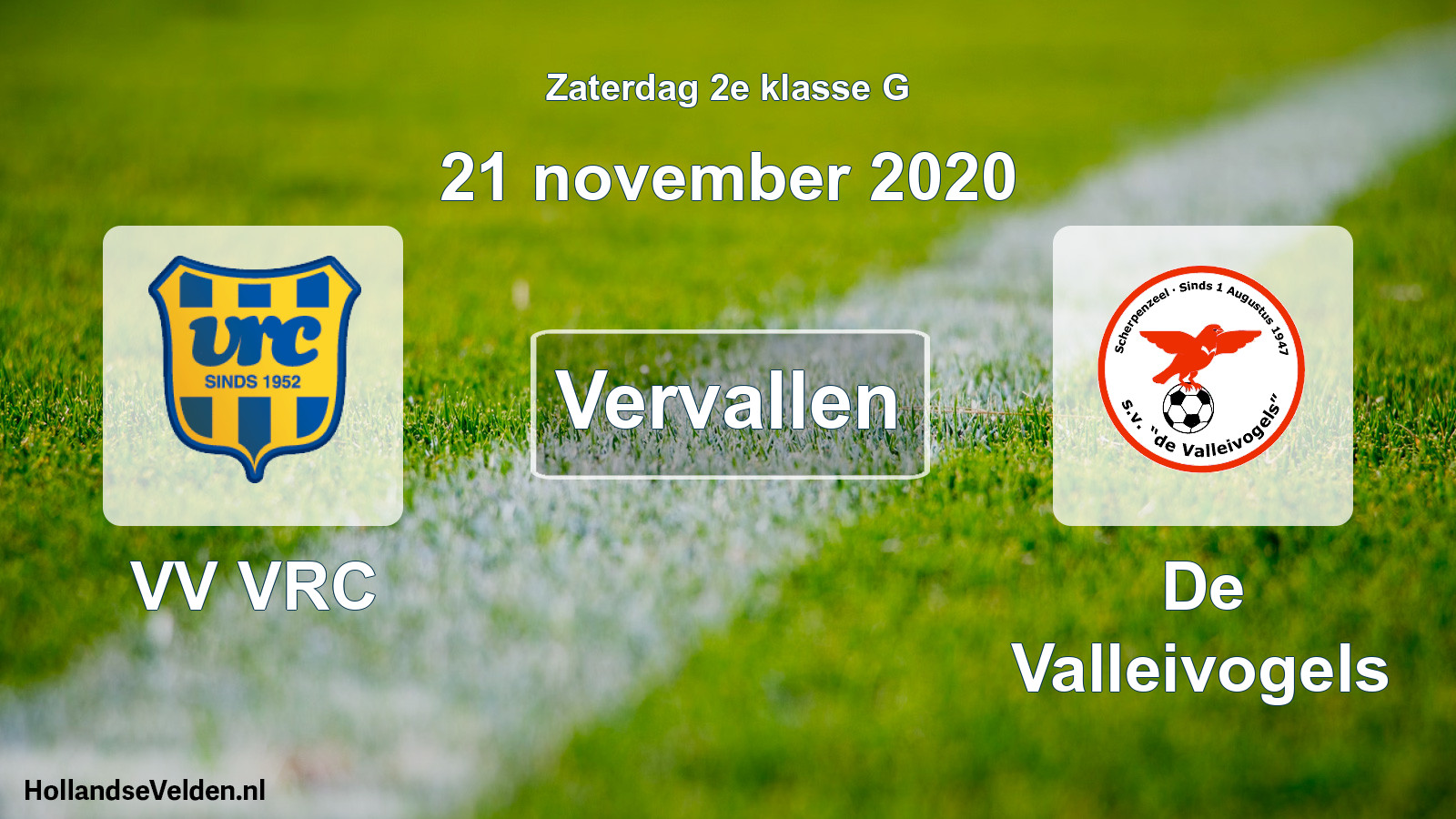 Scheduled Match: VV VRC - De Valleivogels (21 November 2020)