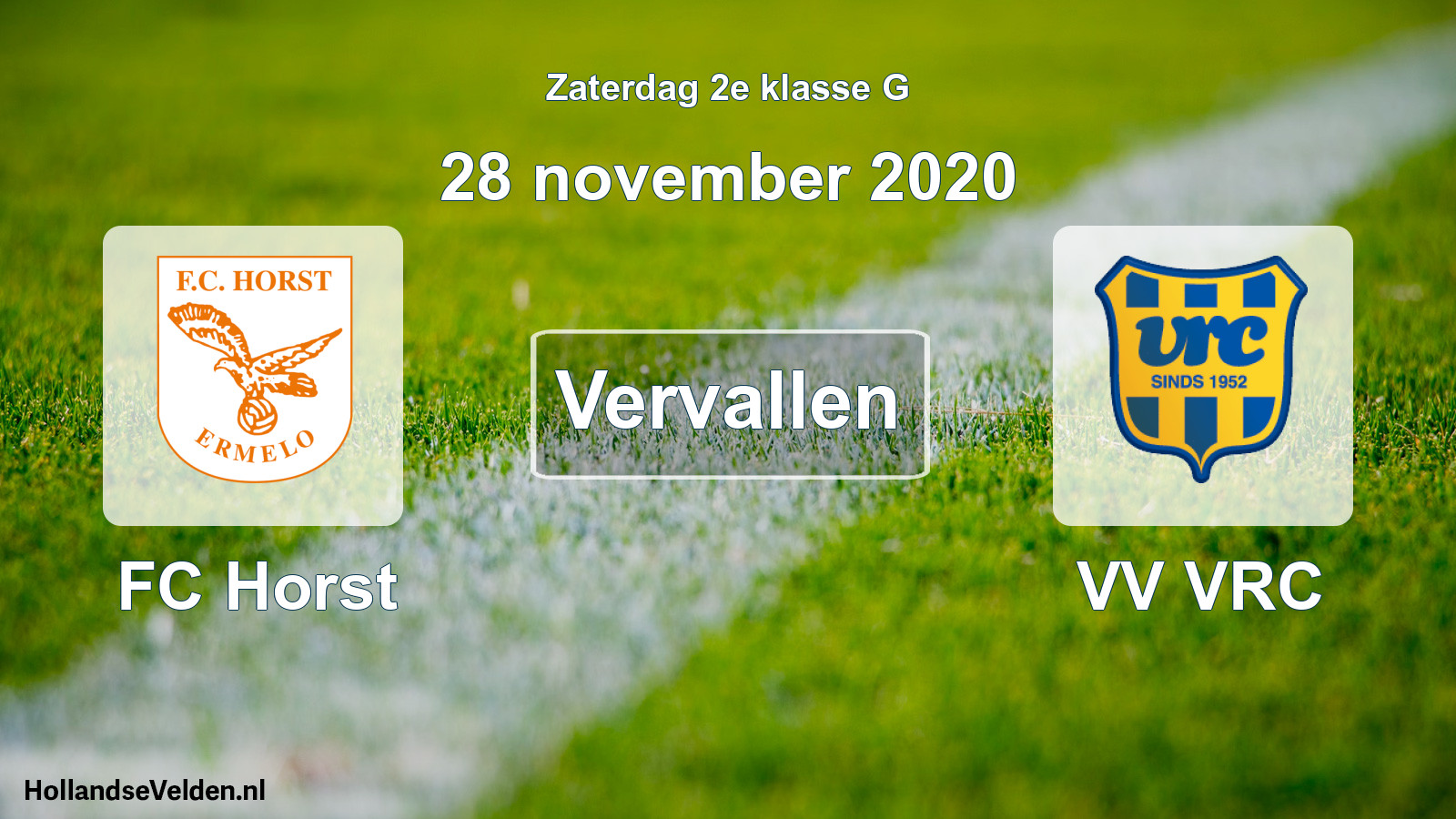 Scheduled Match: FC Horst - VV VRC (28 November 2020)