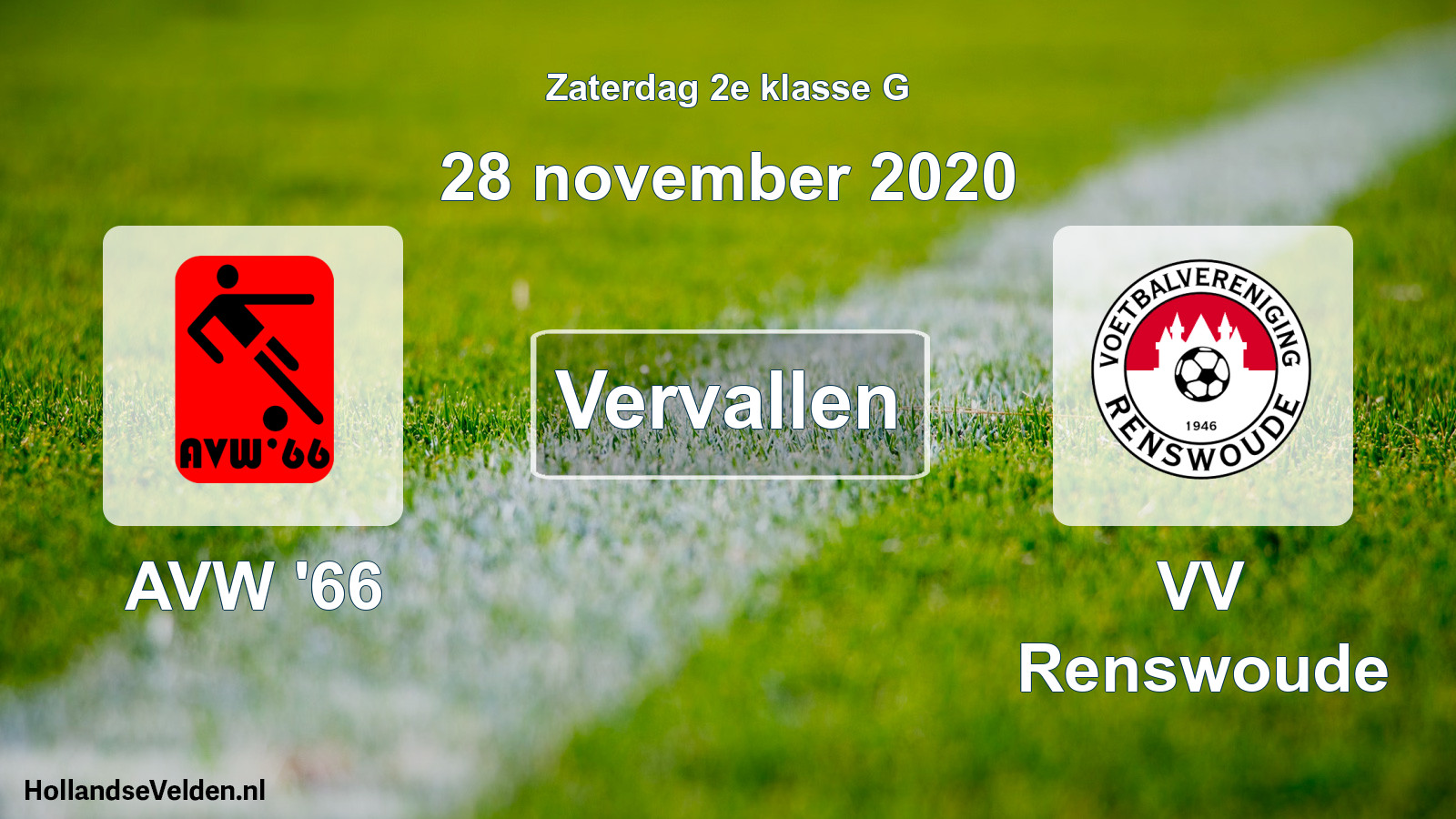 Scheduled Match: AVW '66 - VV Renswoude (28 November 2020)