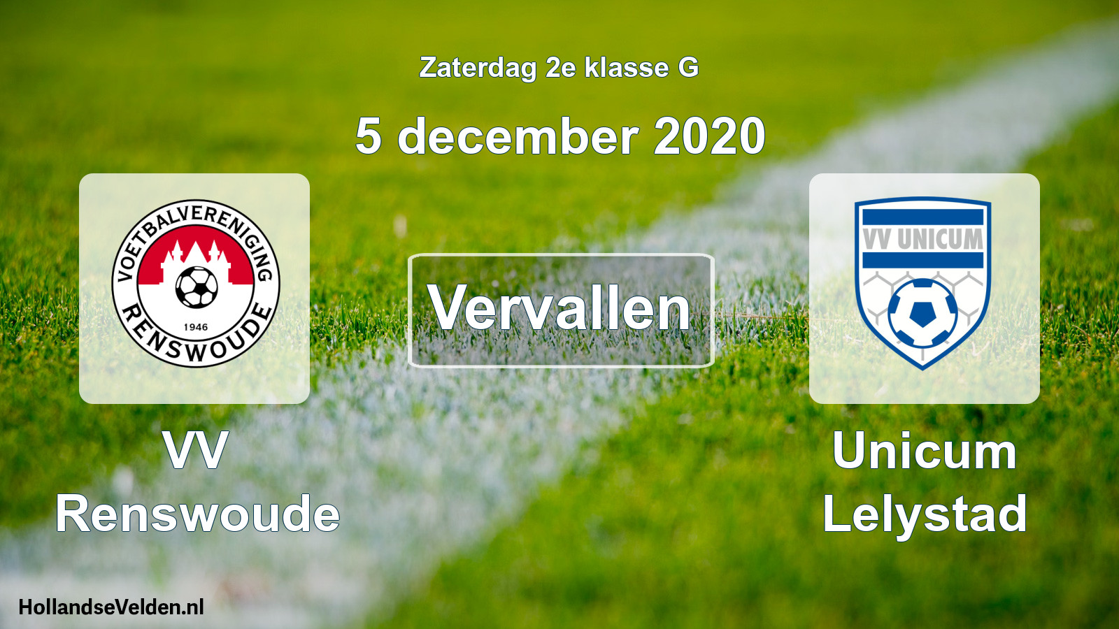Scheduled Match: VV Renswoude - Unicum Lelystad (5 December 2020)