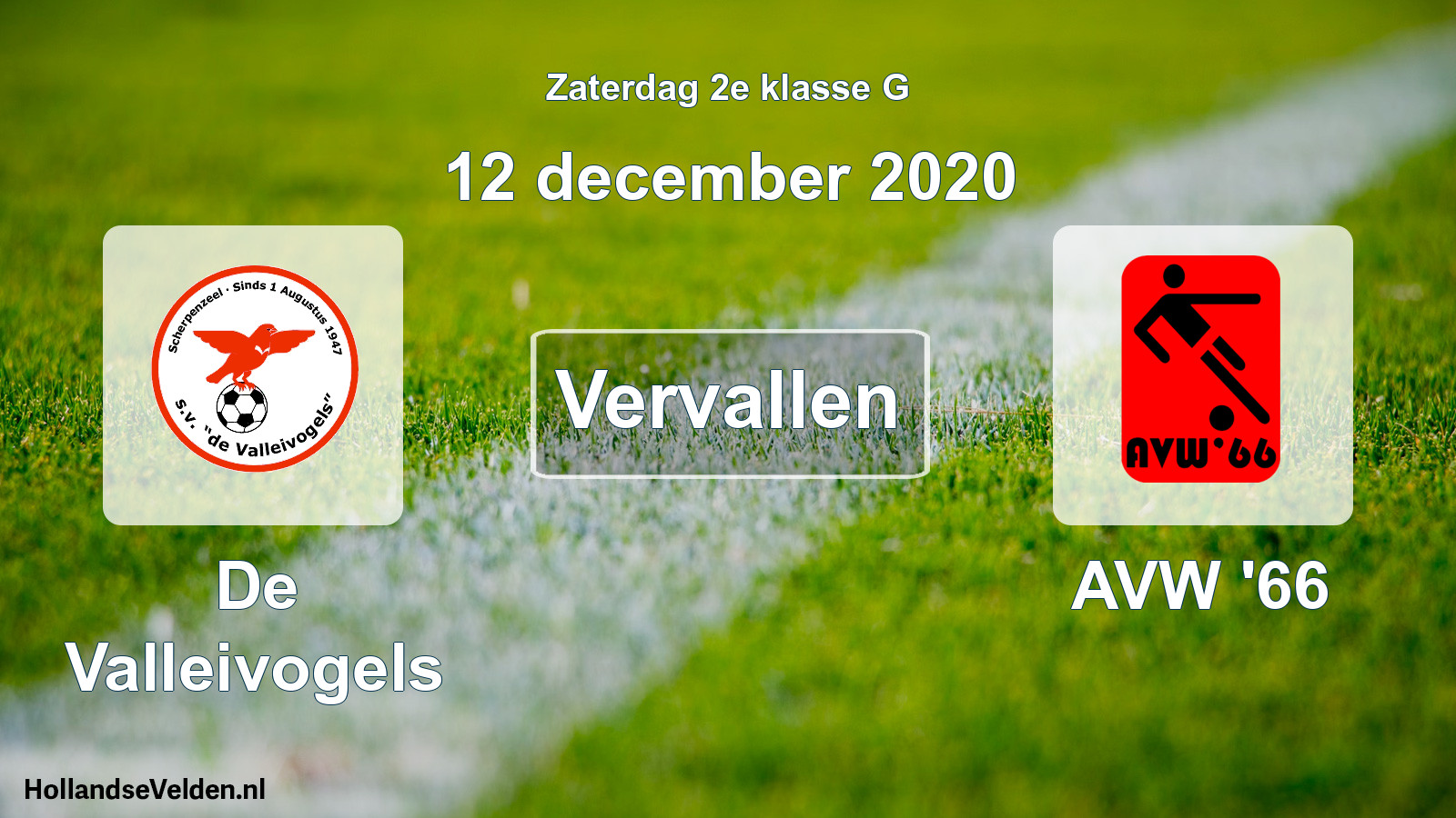 Scheduled Match: De Valleivogels - AVW '66 (12 December 2020)