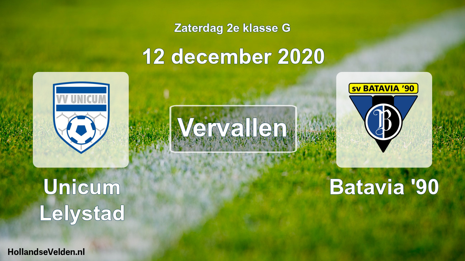 Scheduled Match: Unicum Lelystad - Batavia '90 (12 December 2020)