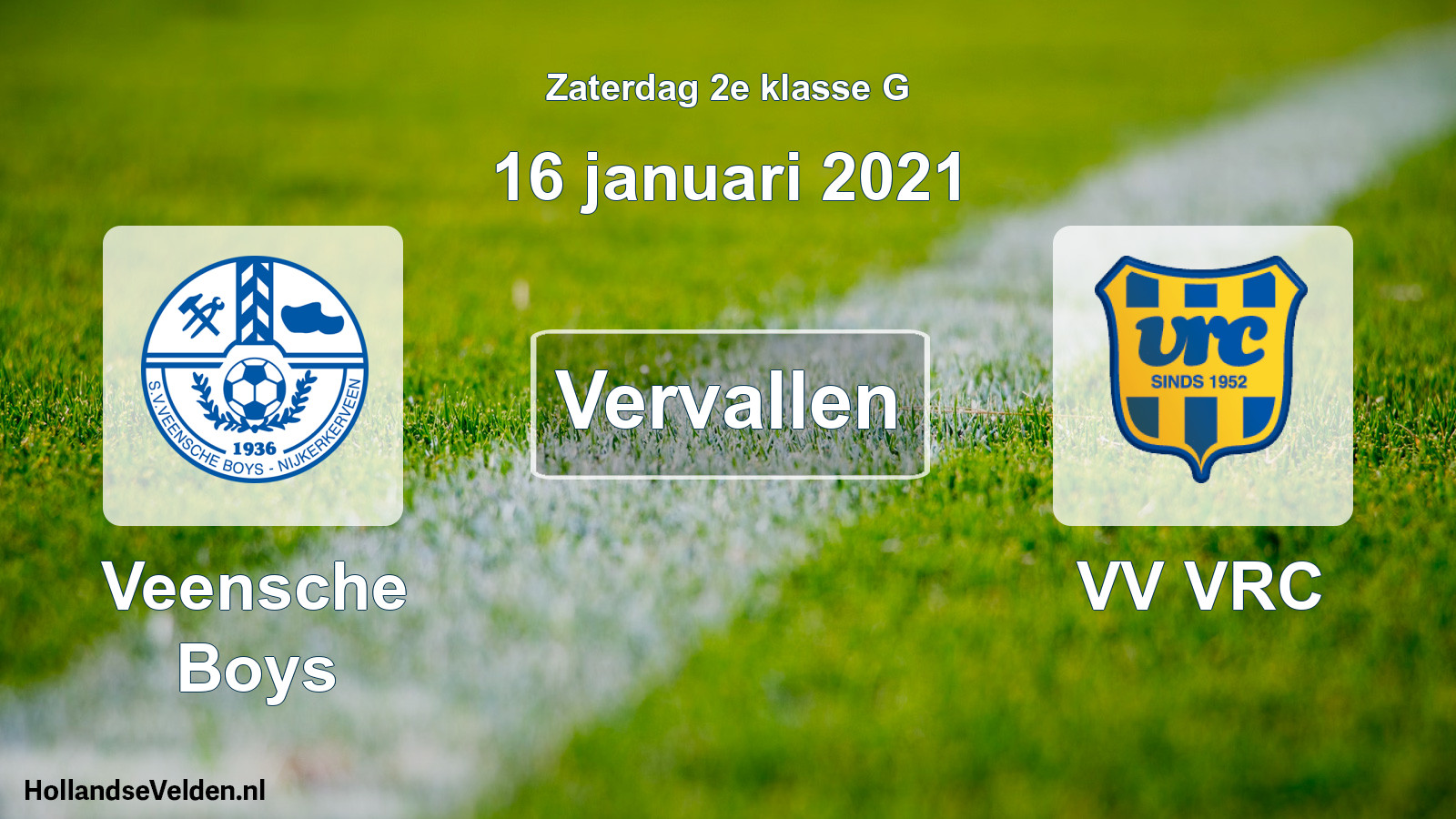Scheduled Match: Veensche Boys - VV VRC (16 January 2021)