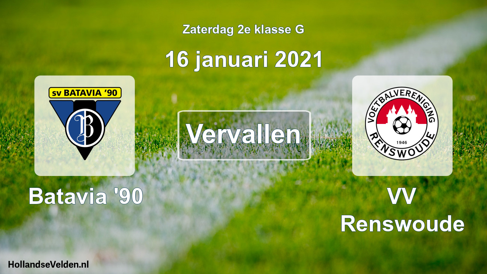 Scheduled Match: Batavia '90 - VV Renswoude (16 January 2021)