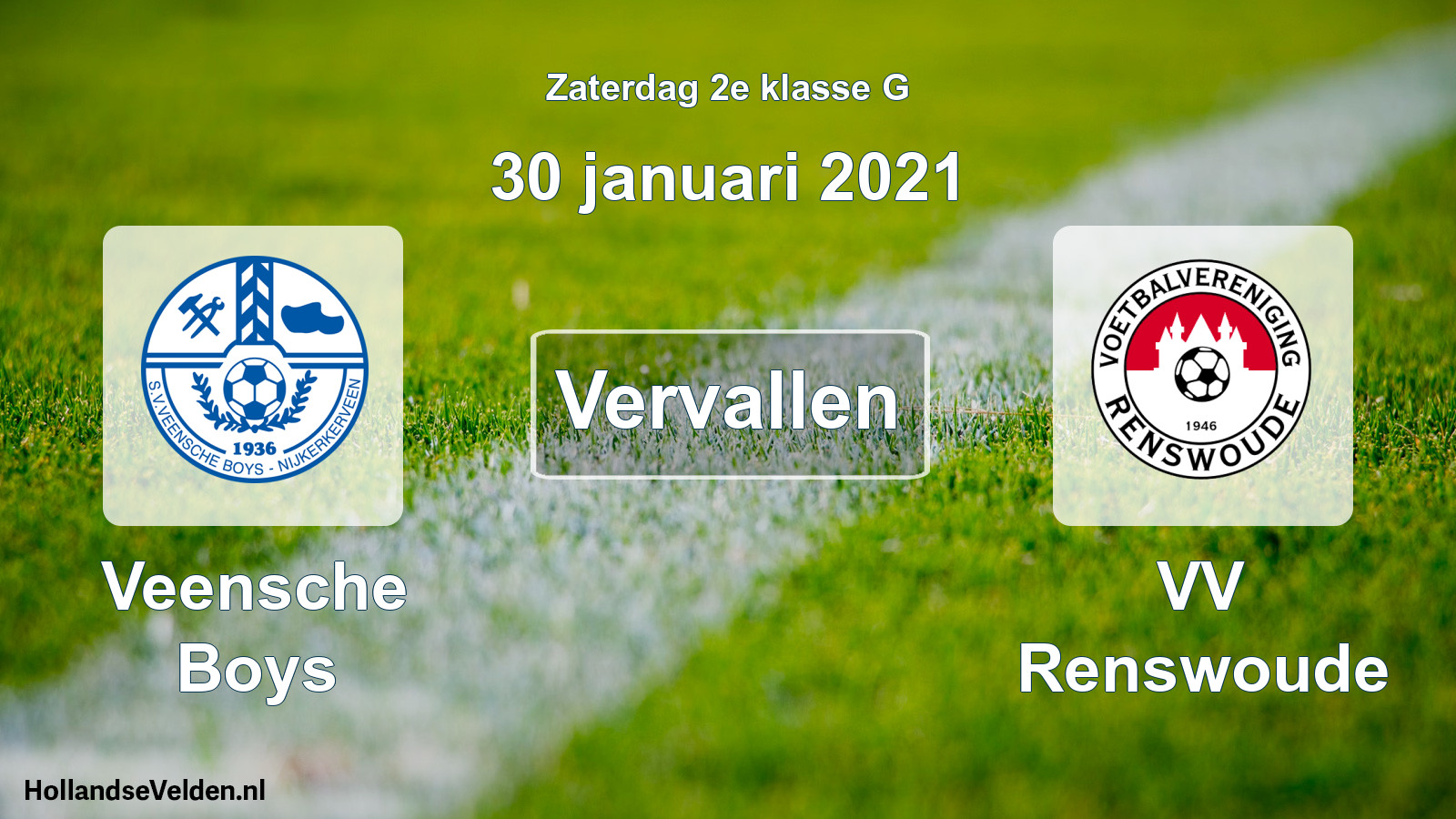 Scheduled Match: Veensche Boys - VV Renswoude (30 January 2021)