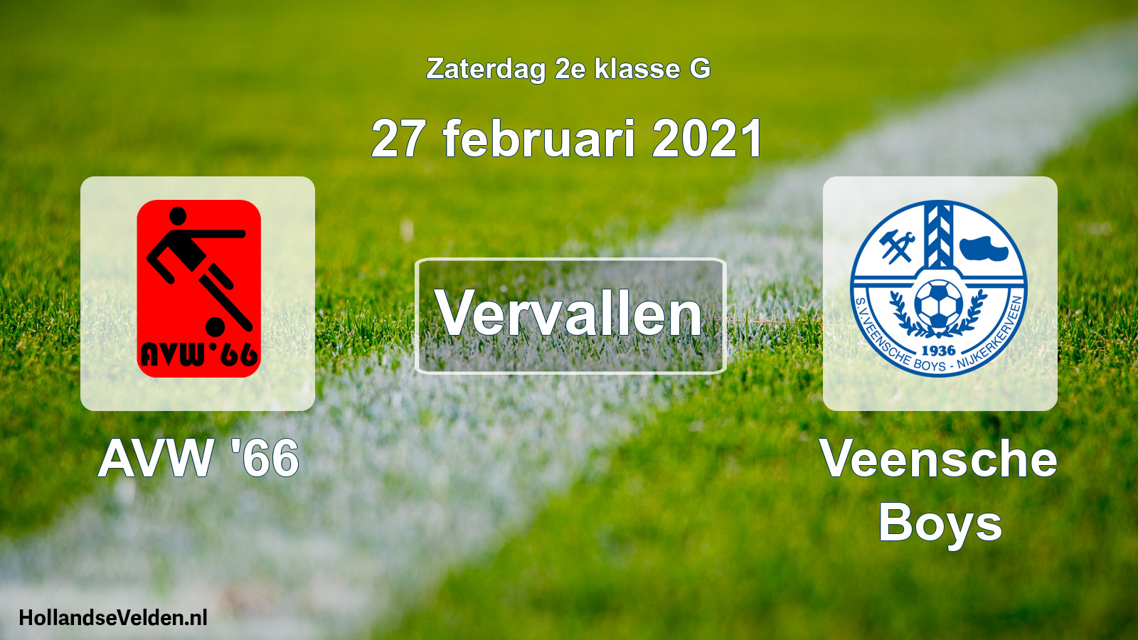 Scheduled Match: AVW '66 - Veensche Boys (27 February 2021)