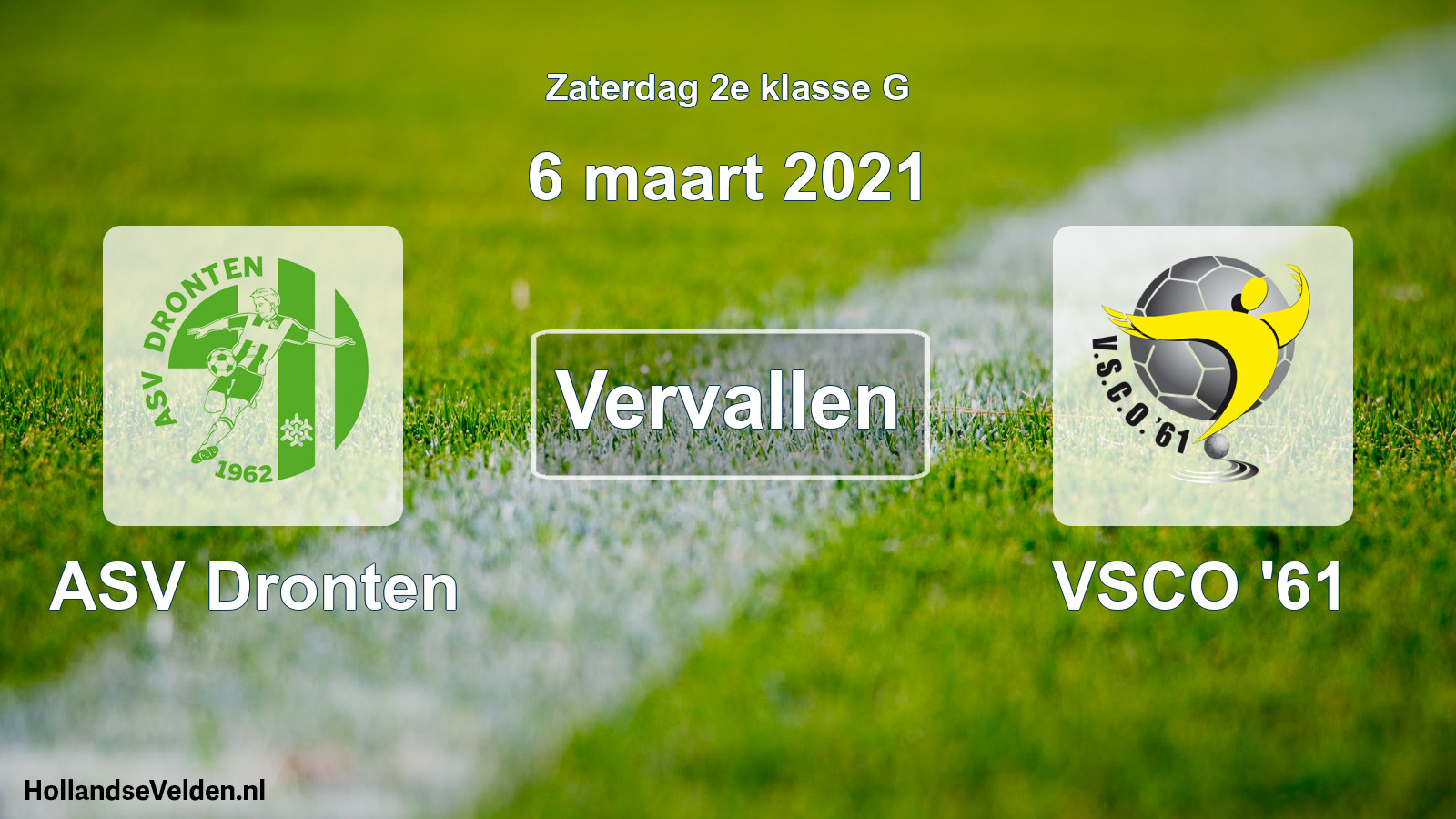 Scheduled Match: ASV Dronten - VSCO '61 (6 March 2021)