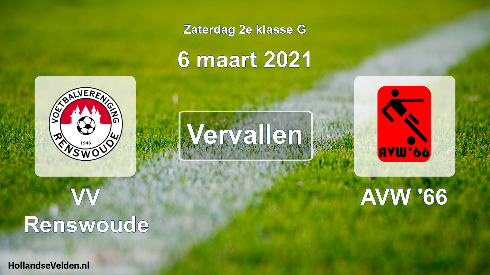 Scheduled Match: VV Renswoude - AVW '66 (6 March 2021)