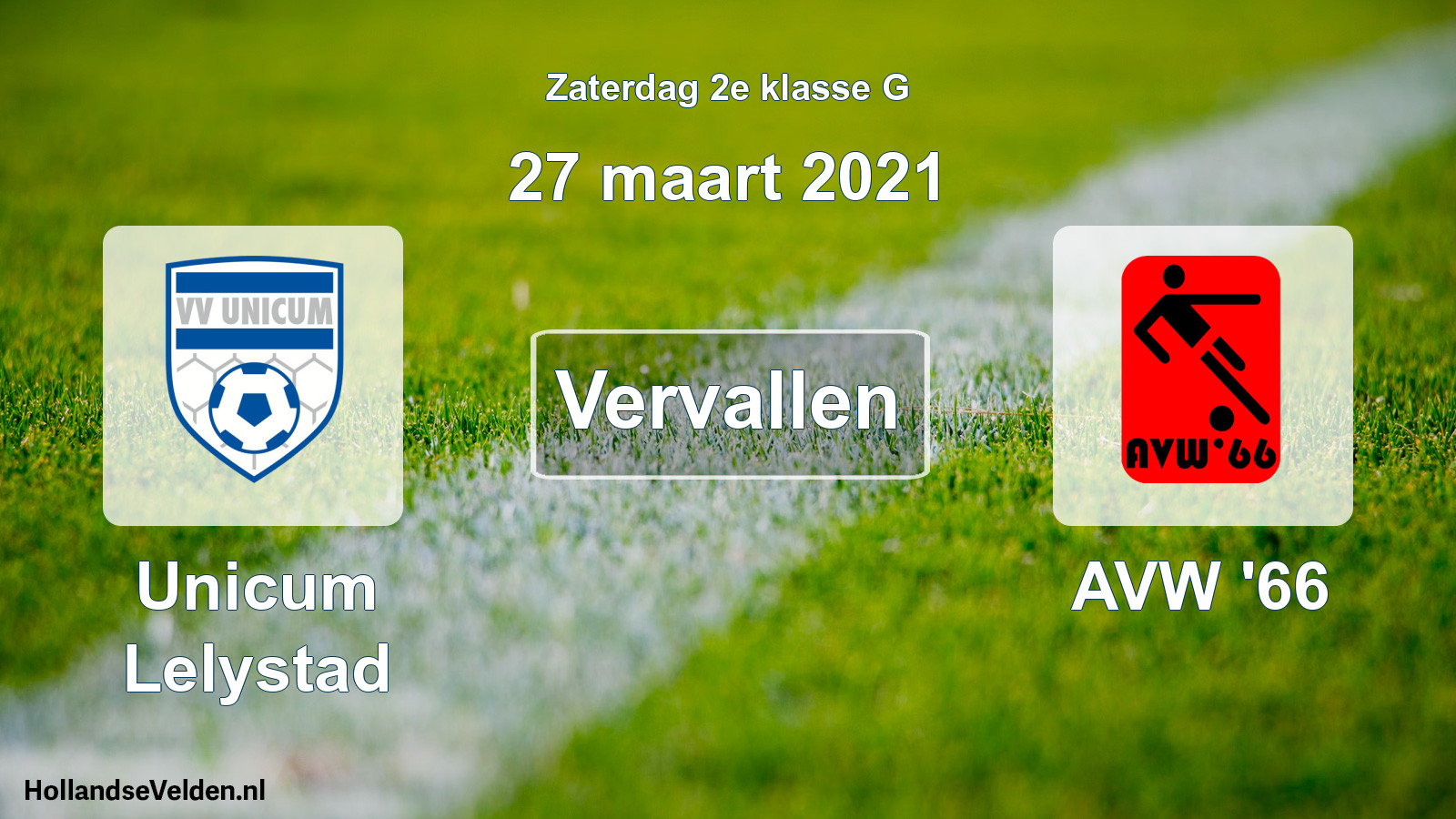 Scheduled Match: Unicum Lelystad - AVW '66 (27 March 2021)