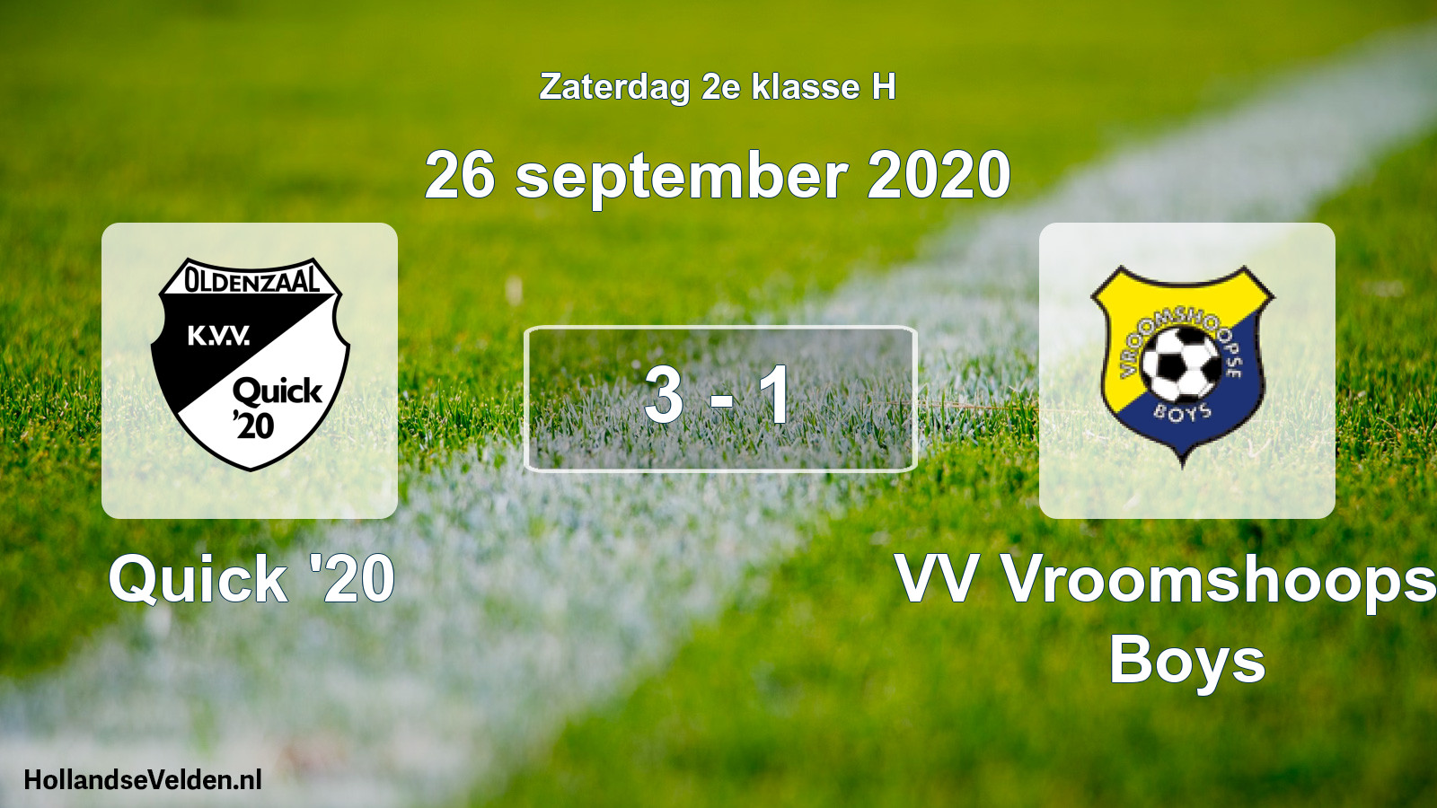 Total number of matches played: Quick '20 - VV Vroomshoopse Boys 3 - 1 (26 September 2020)