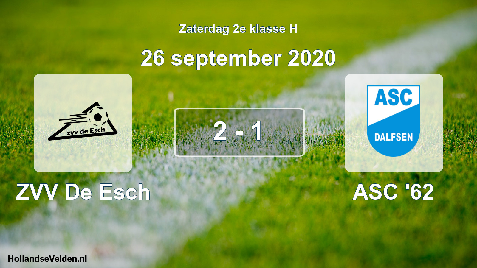 Total number of matches played: ZVV De Esch - ASC '62 2 - 1 (26 September 2020)