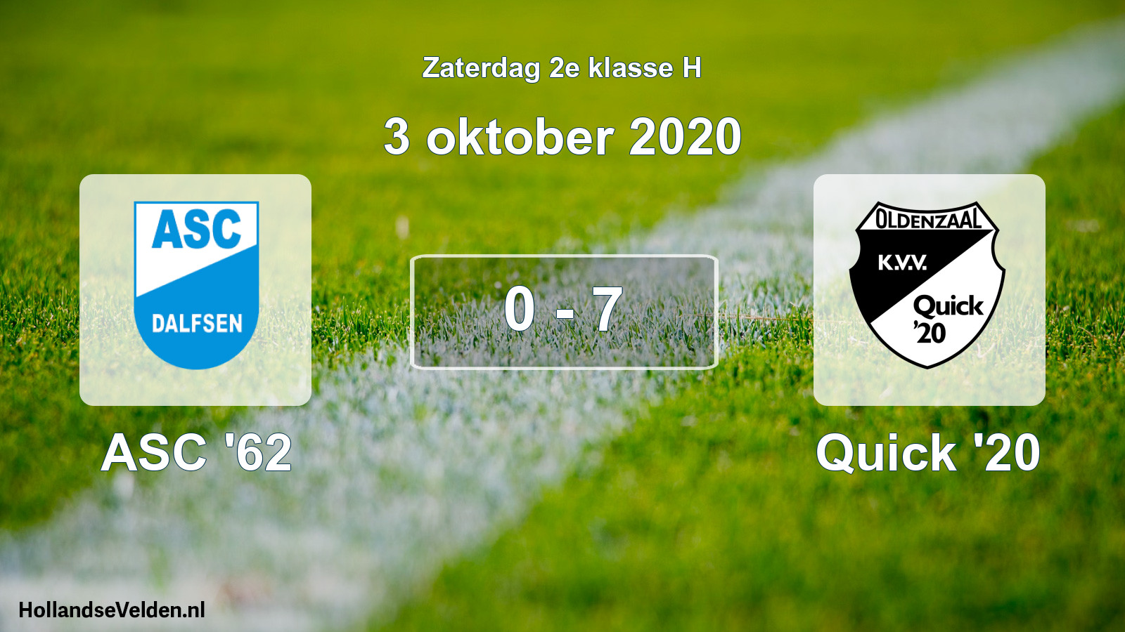 Total number of matches played: ASC '62 - Quick '20 0 - 7 (3 October 2020)